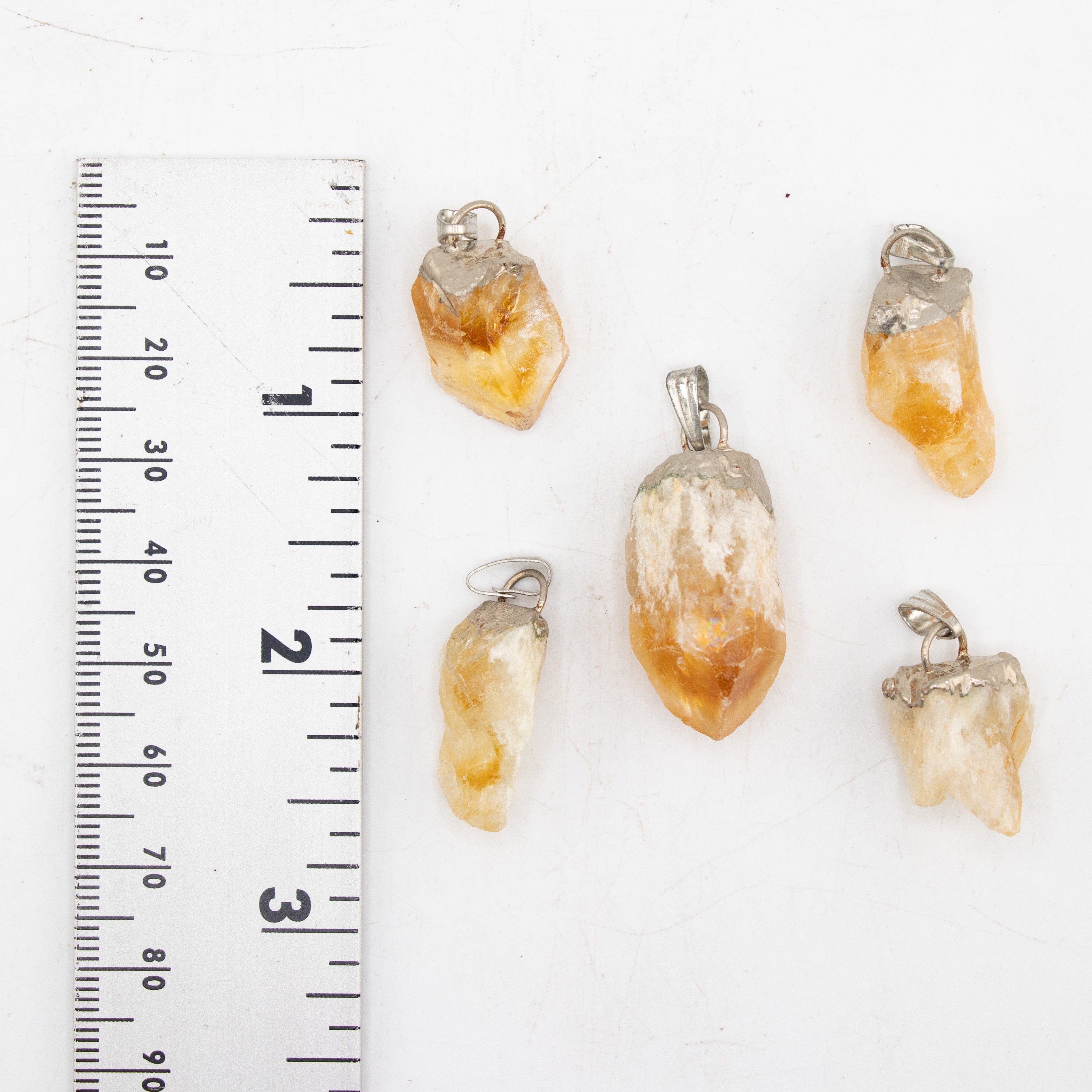 Large Citrine Raw Pendants, 5 Pieces in a Pack
