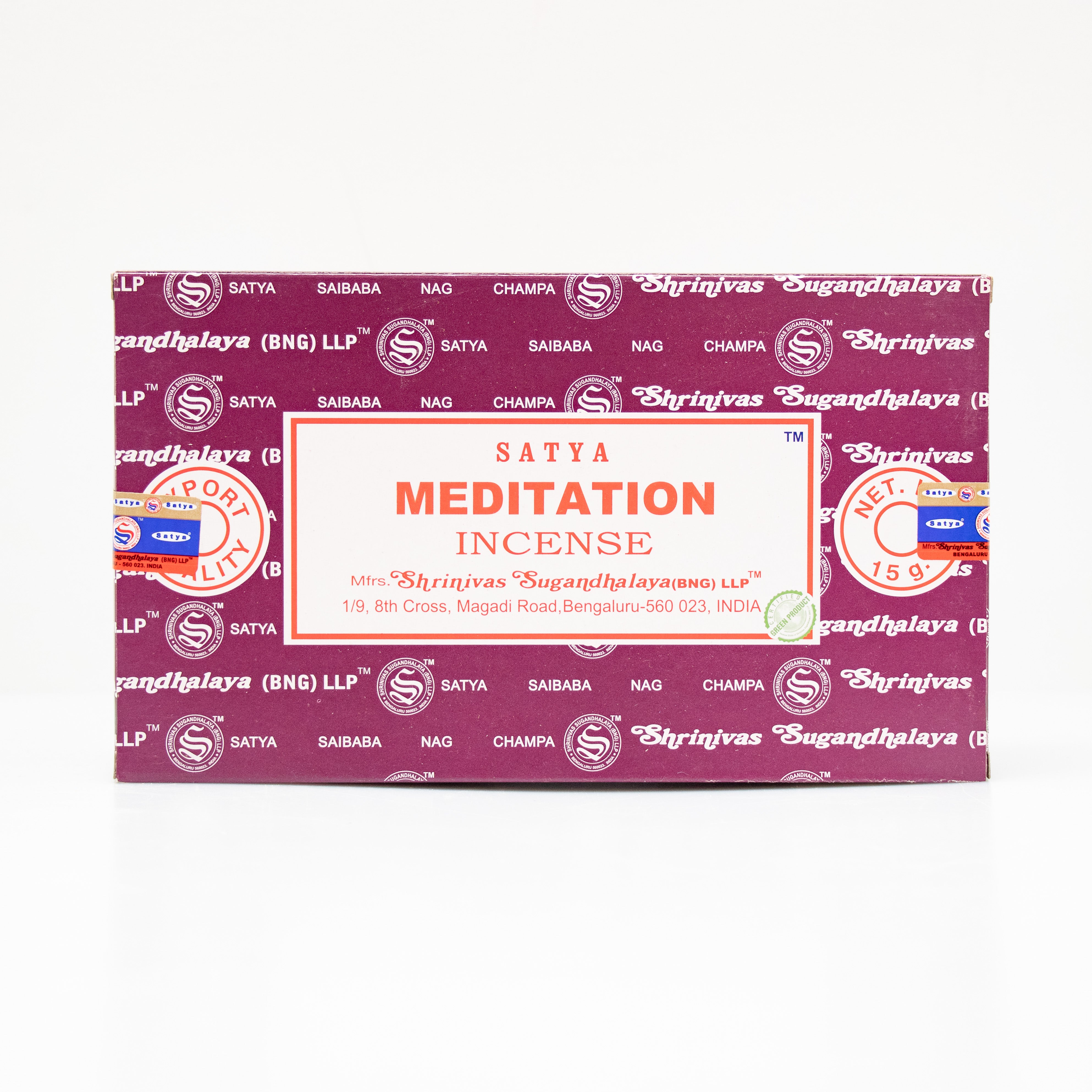 Satya Meditation, Incense Sticks, 15 grams in one Pack, 12 Pack Box