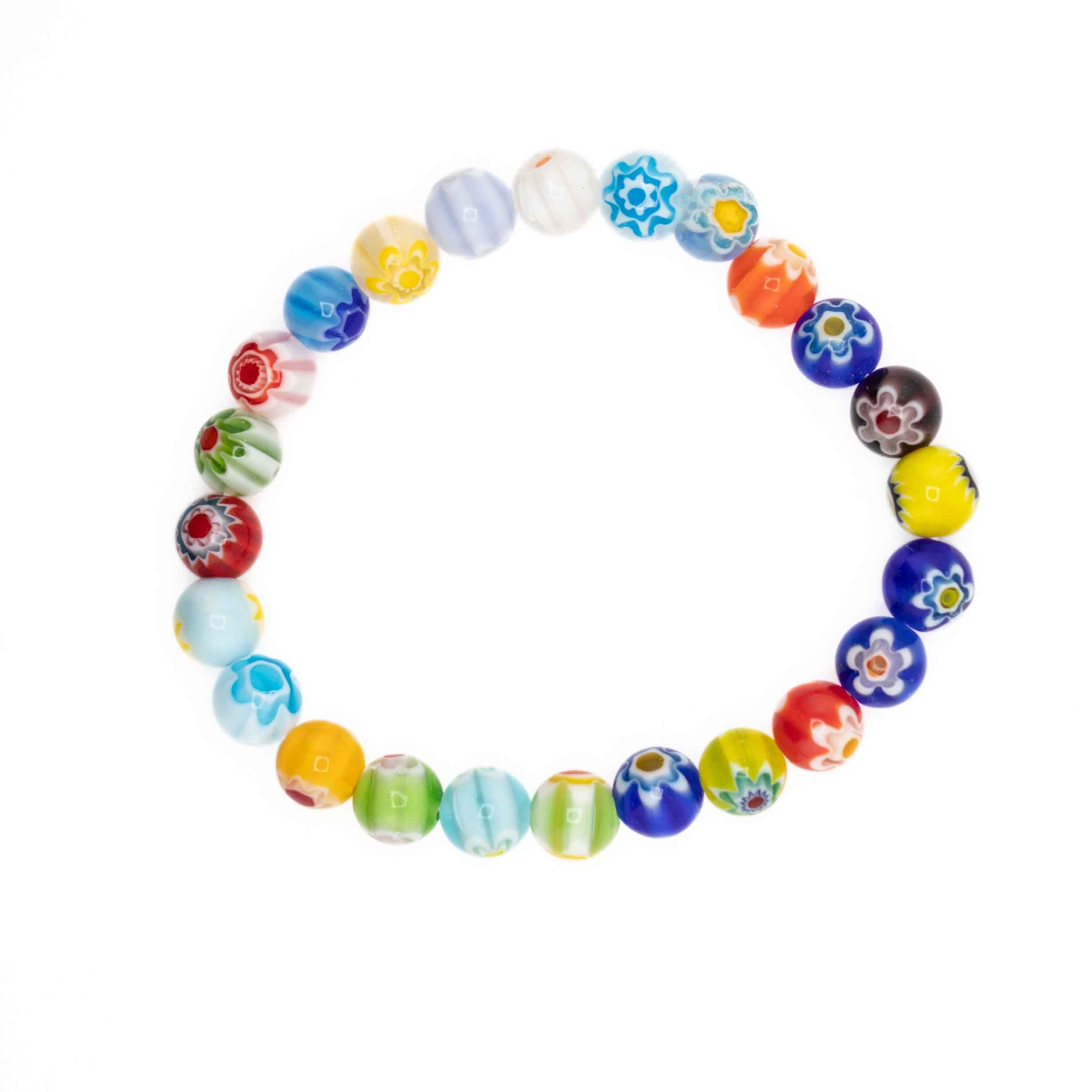 Millefiori, Metal Free Bracelet, 8mm, 5 Pieces in a Pack