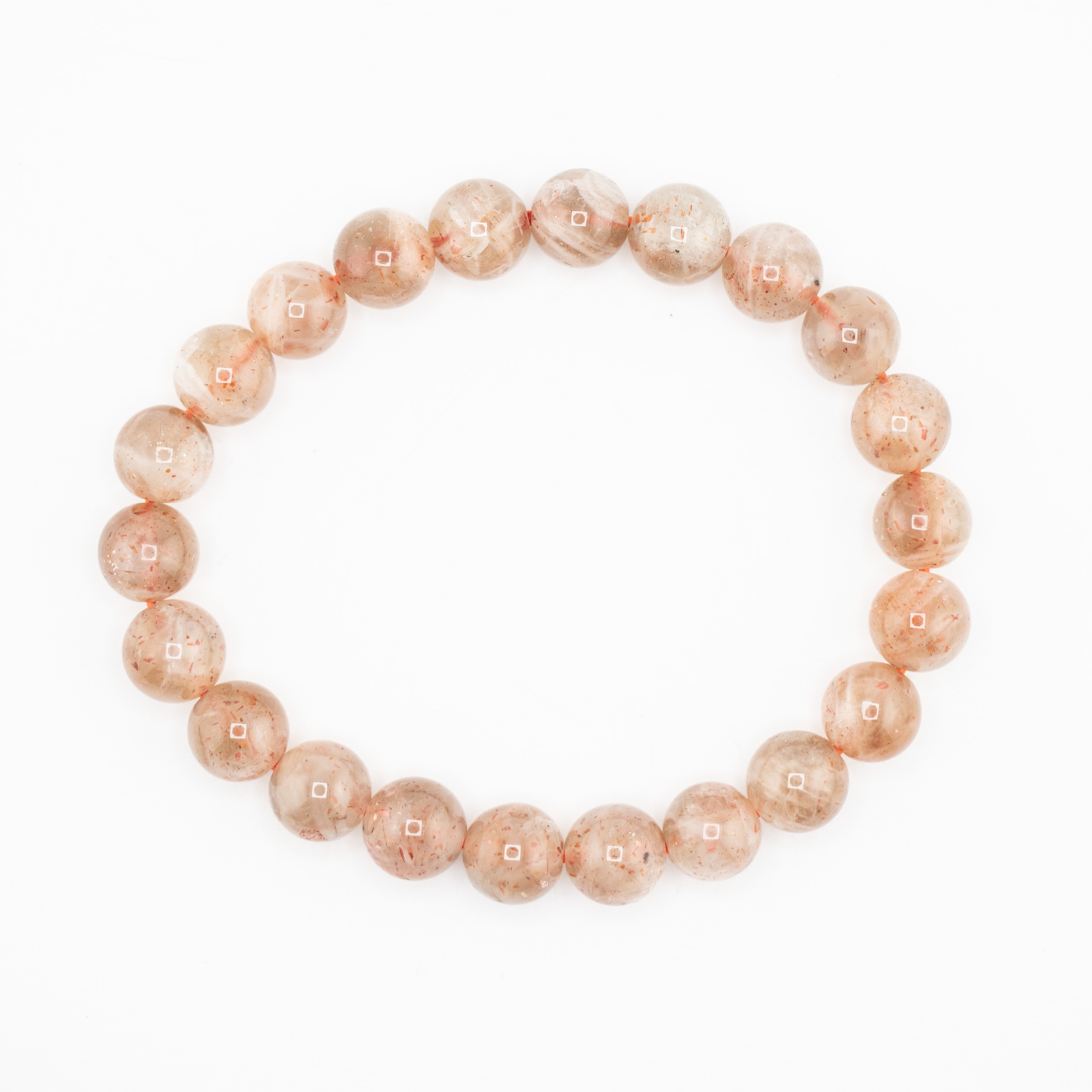 Moonstone (Peach), Metal Free Bracelet, 8mm, 5 Pieces in a Pack