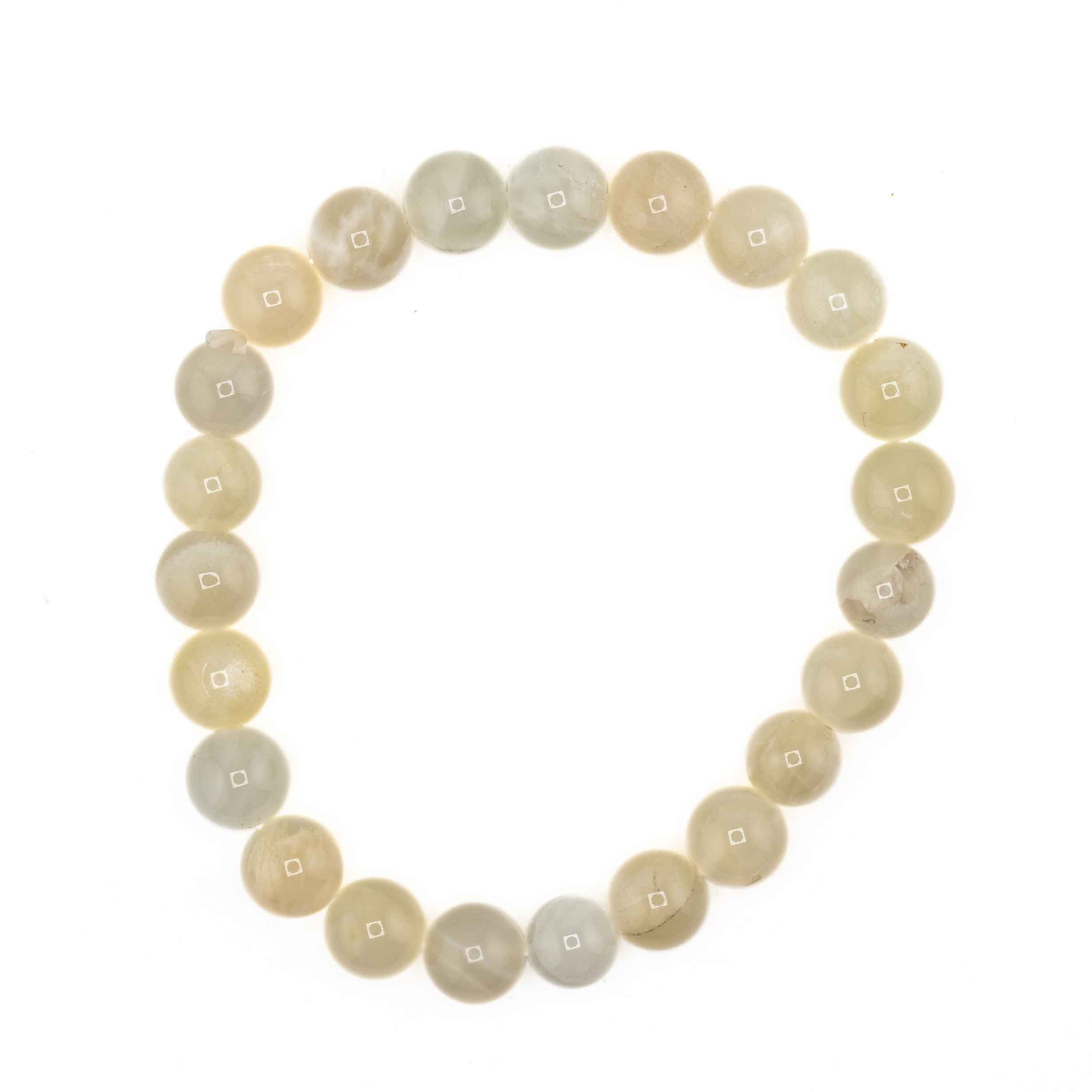 Moonstone (White, Metal-Free Bracelet, 8mm, 5 Pieces in a Pack