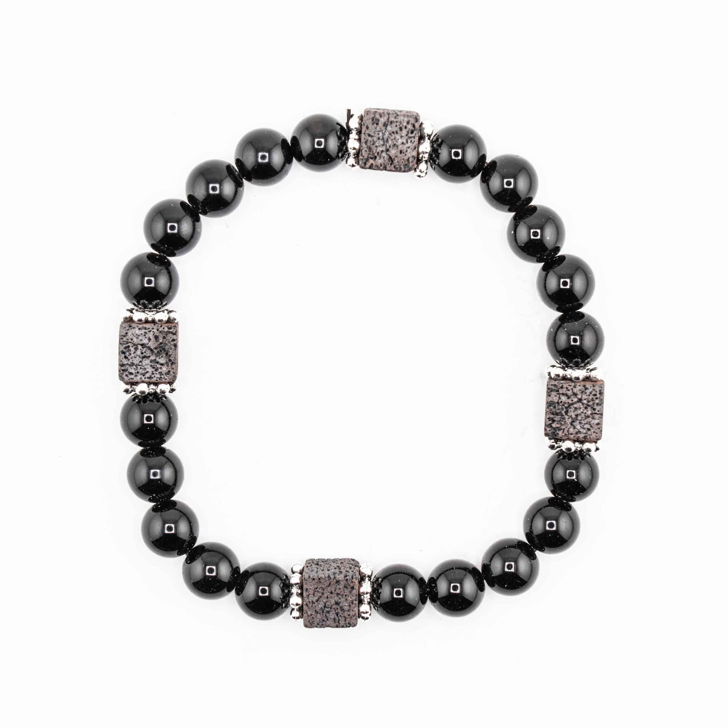 Obsidian Lava Stone Cube, 8mm, 5 Pieces in a Pack
