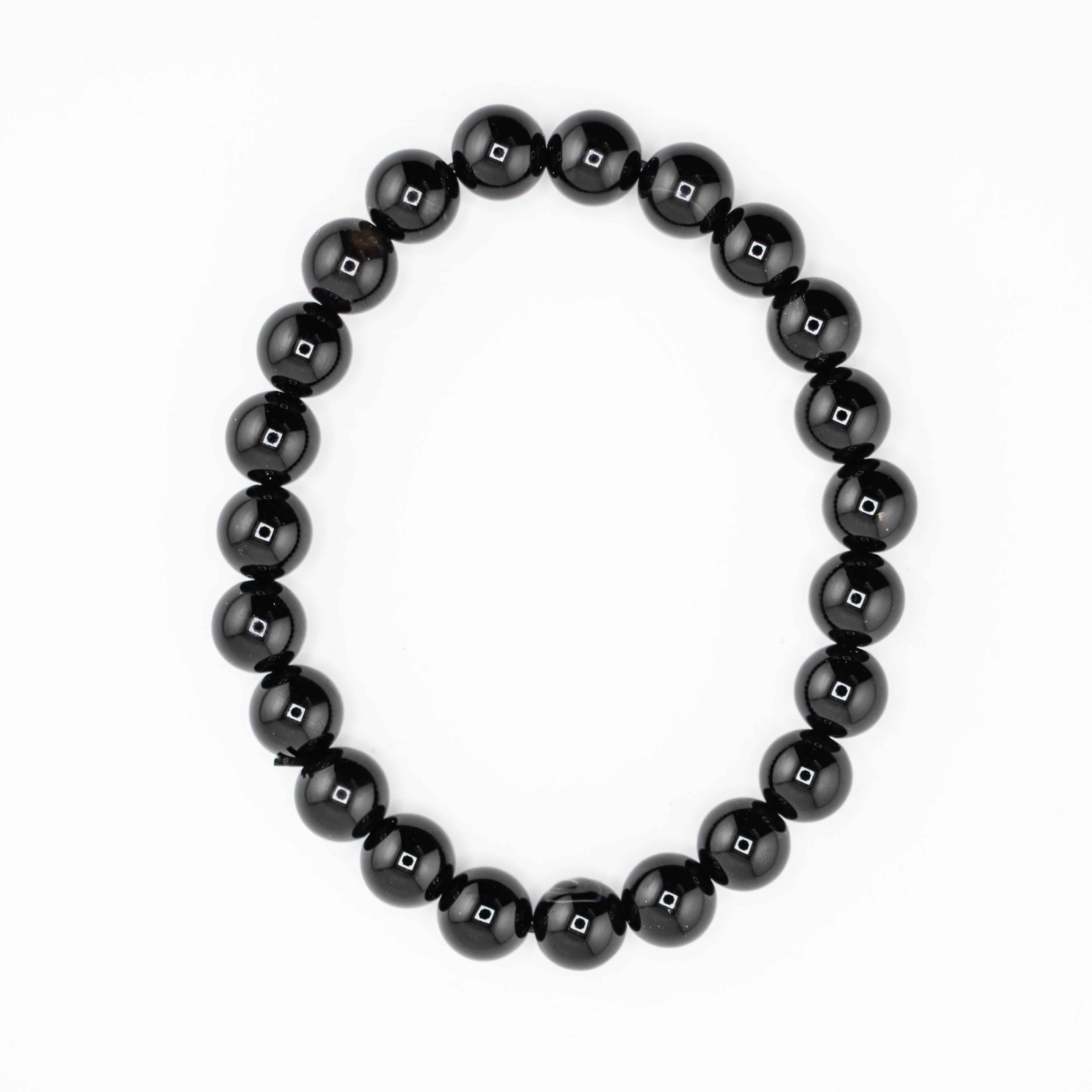Obsidian (Black), Metal Free Bracelet, 8mm, 5 Pieces in a Pack