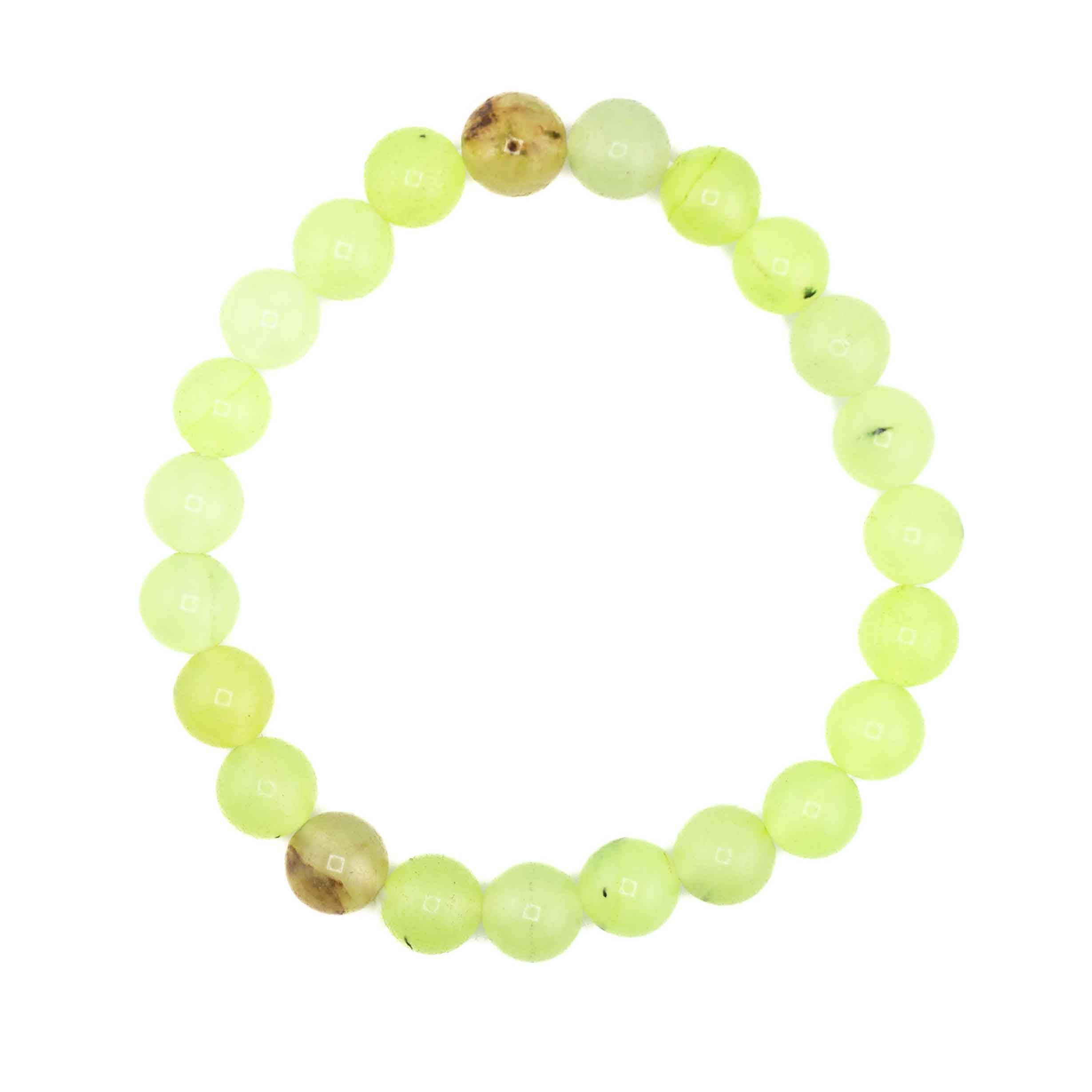 Prehnite, Metal Free Bracelet, 8mm, 1 Piece in a Pack