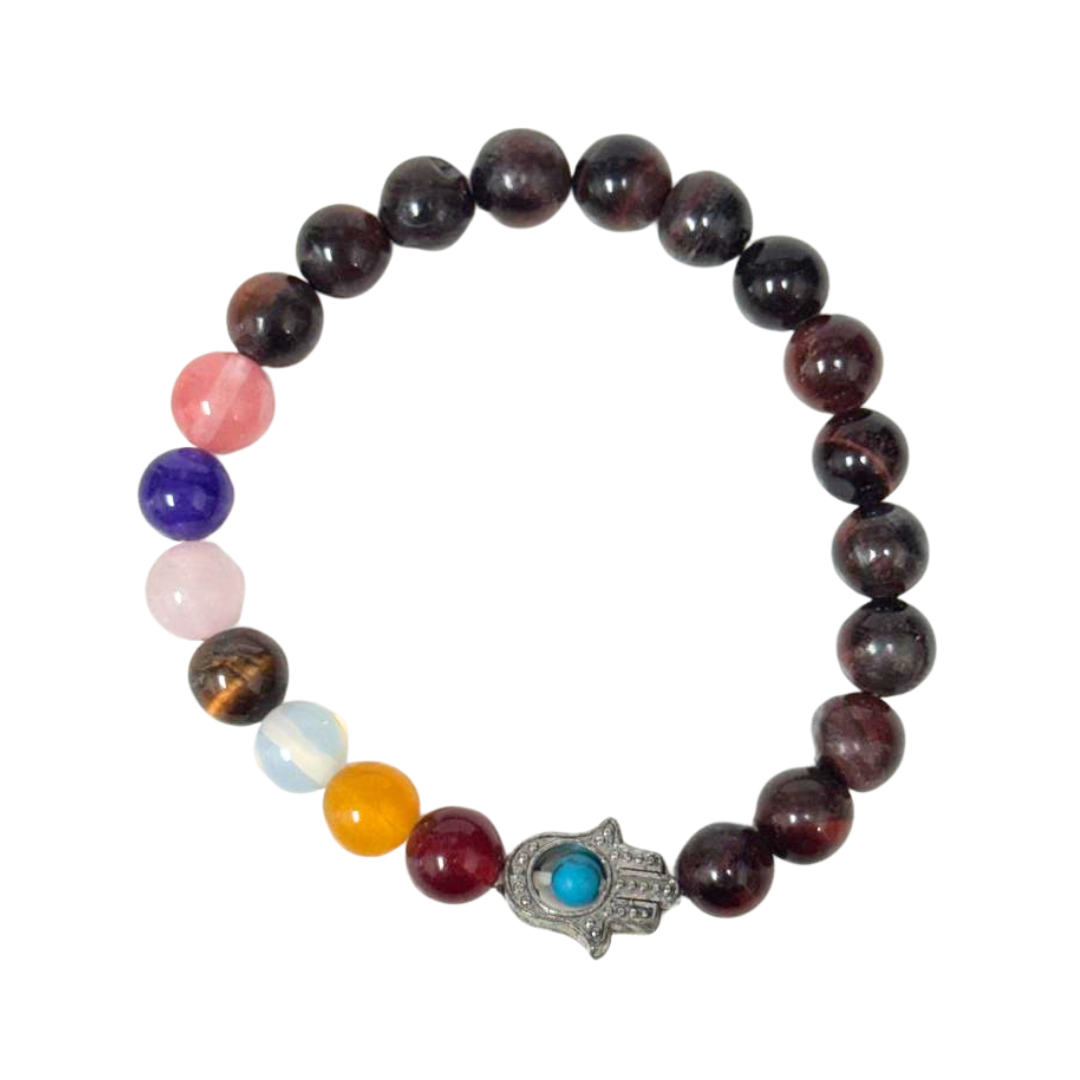Red Tigers Eye Hamsa Hand Clearance Bracelet, Pack of 5