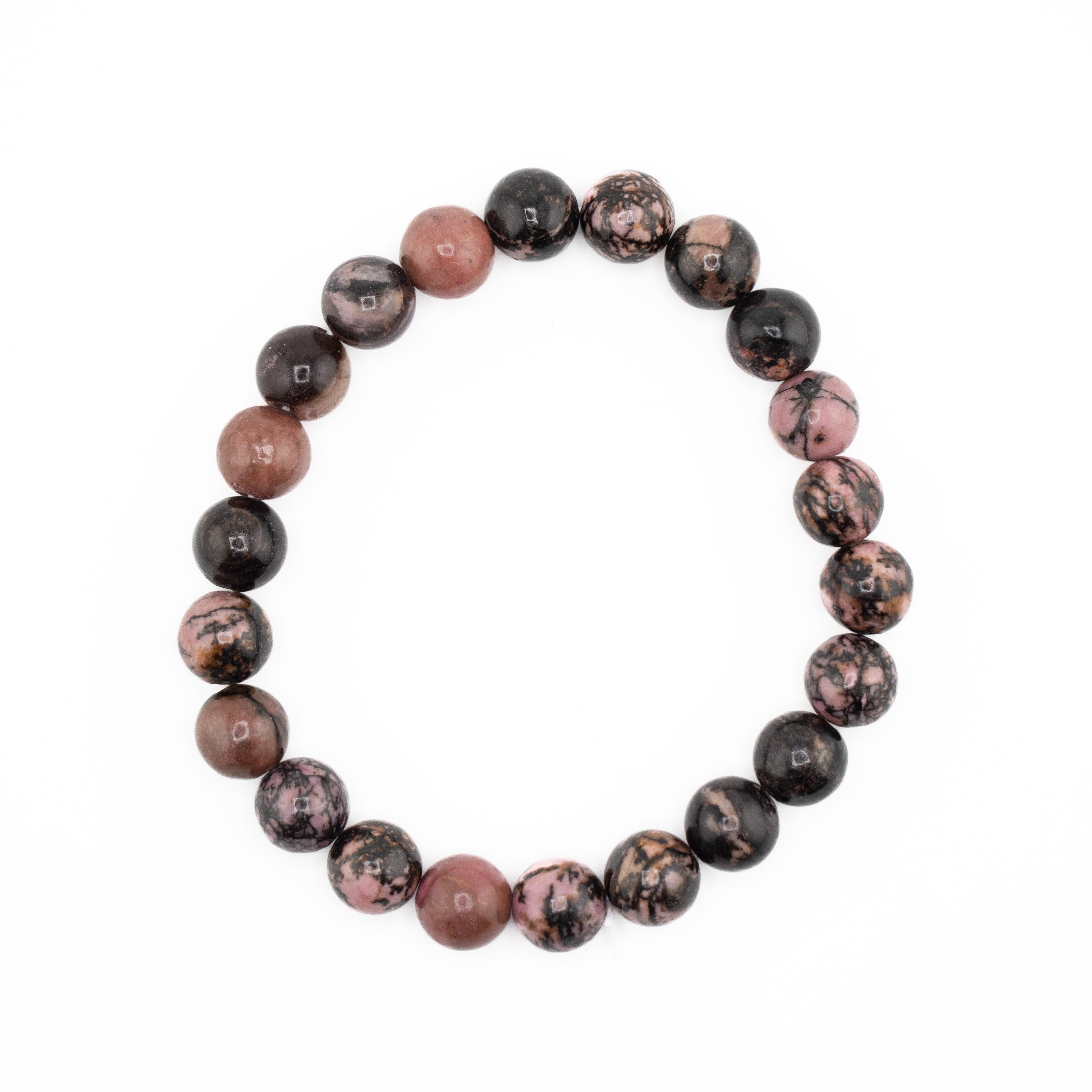 Rhodonite, Metal Free Bracelet, 8mm, 5 Pieces in a Pack