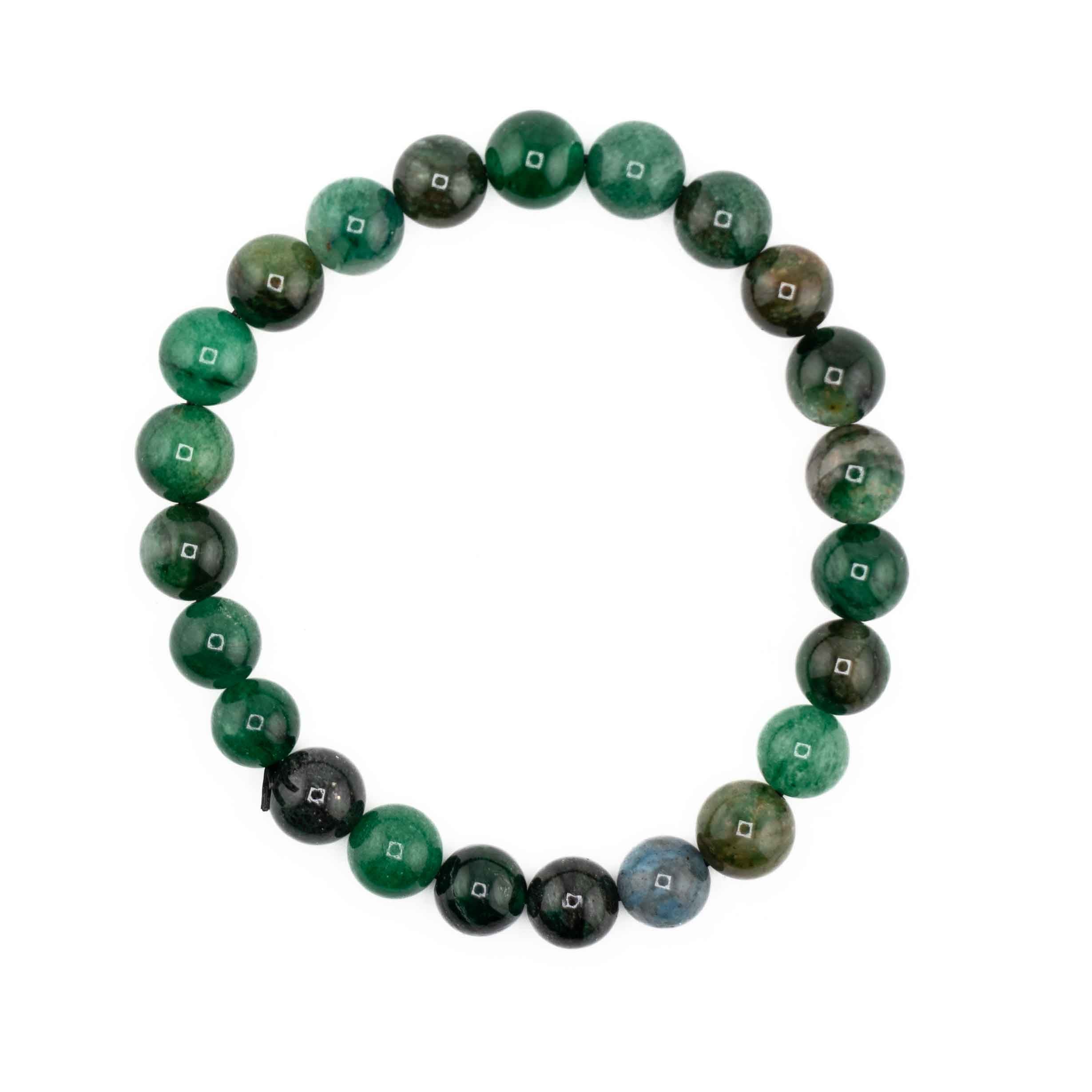 Fuchsite, Metal Free Bracelet, 8mm, 5 Pieces in a Pack