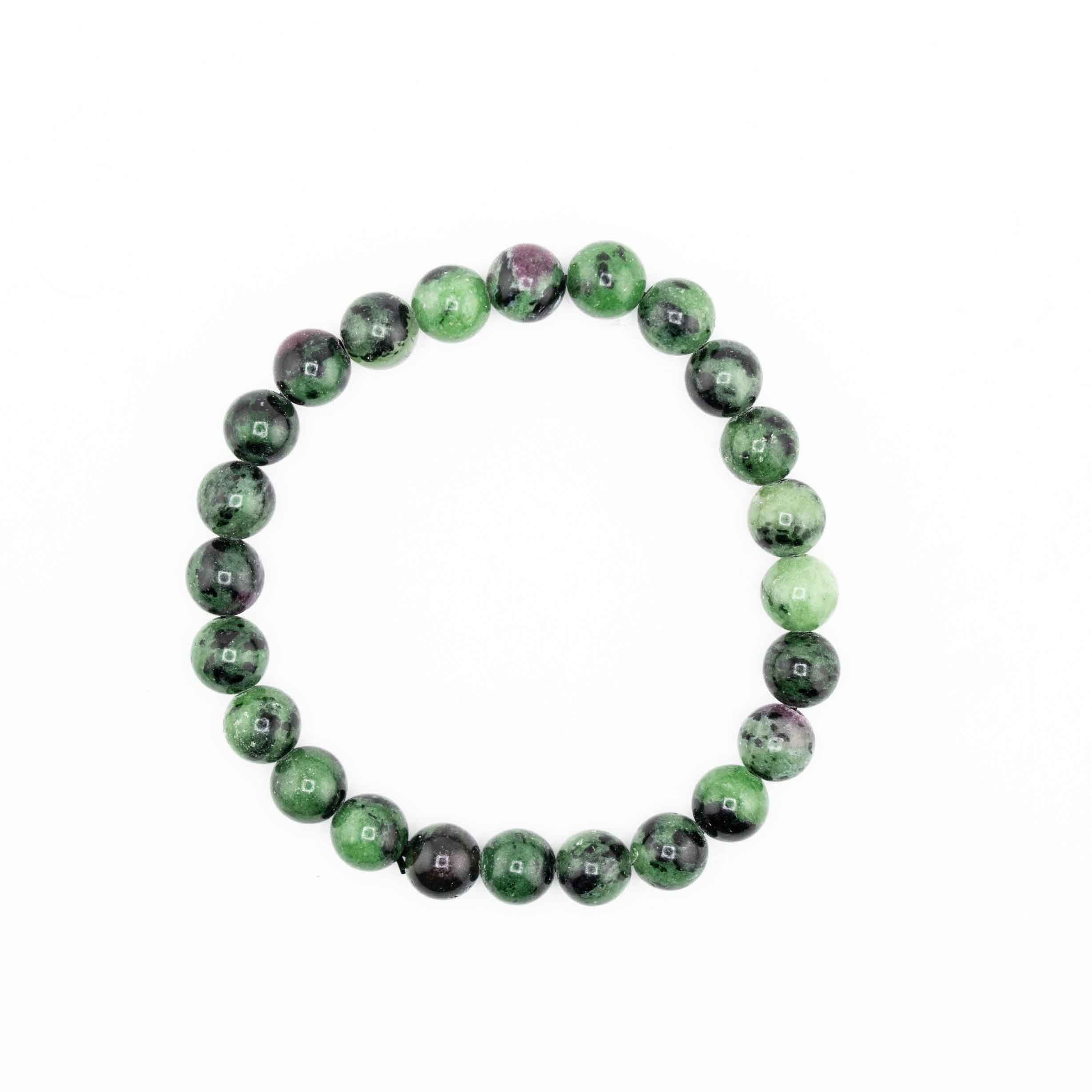 Ruby in Zoisite, Metal Free Bracelet, 8mm, 5 Pieces in a Pack