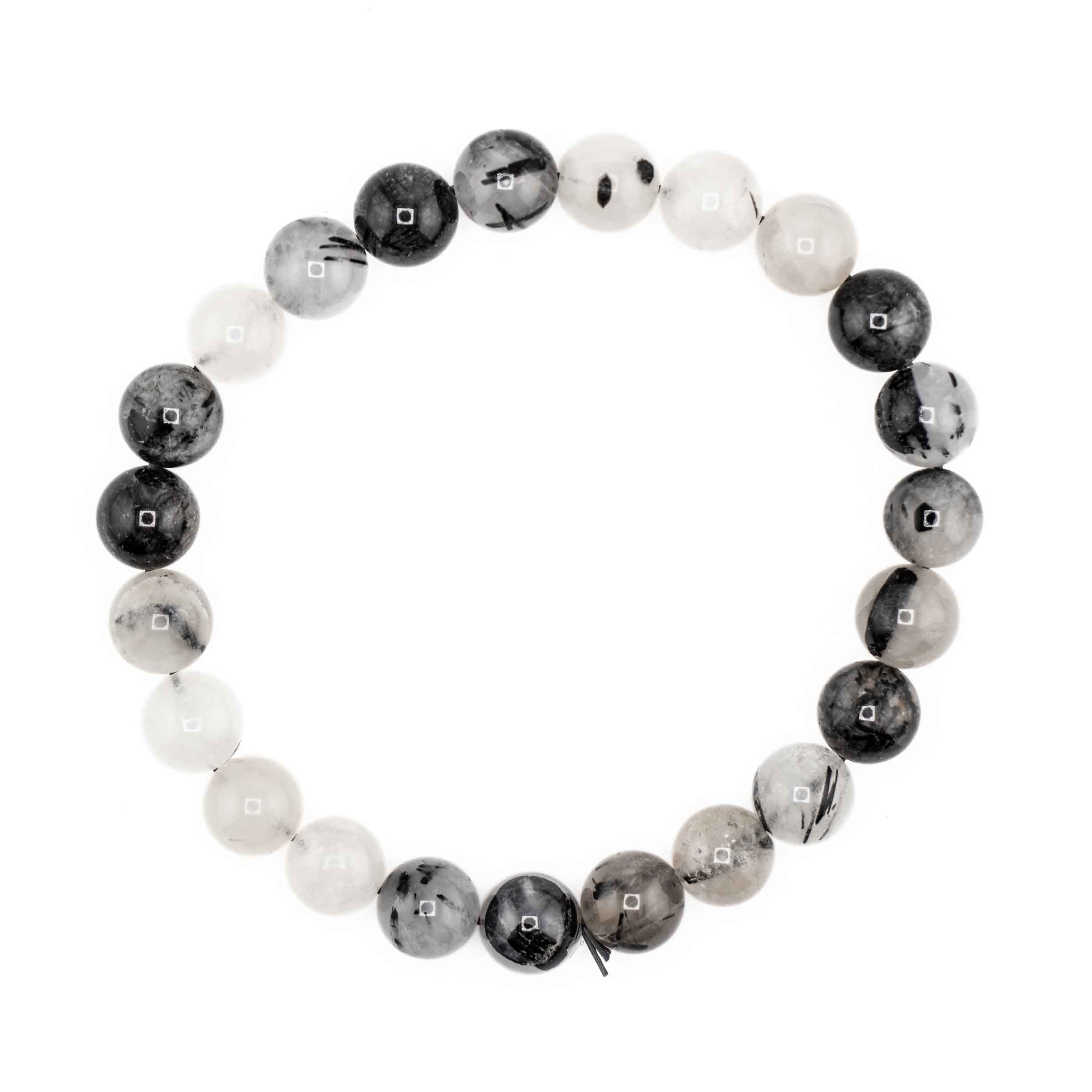 Rutilated Quartz (Black), Metal Free Bracelet, 8mm, 5 Pieces in a Pack