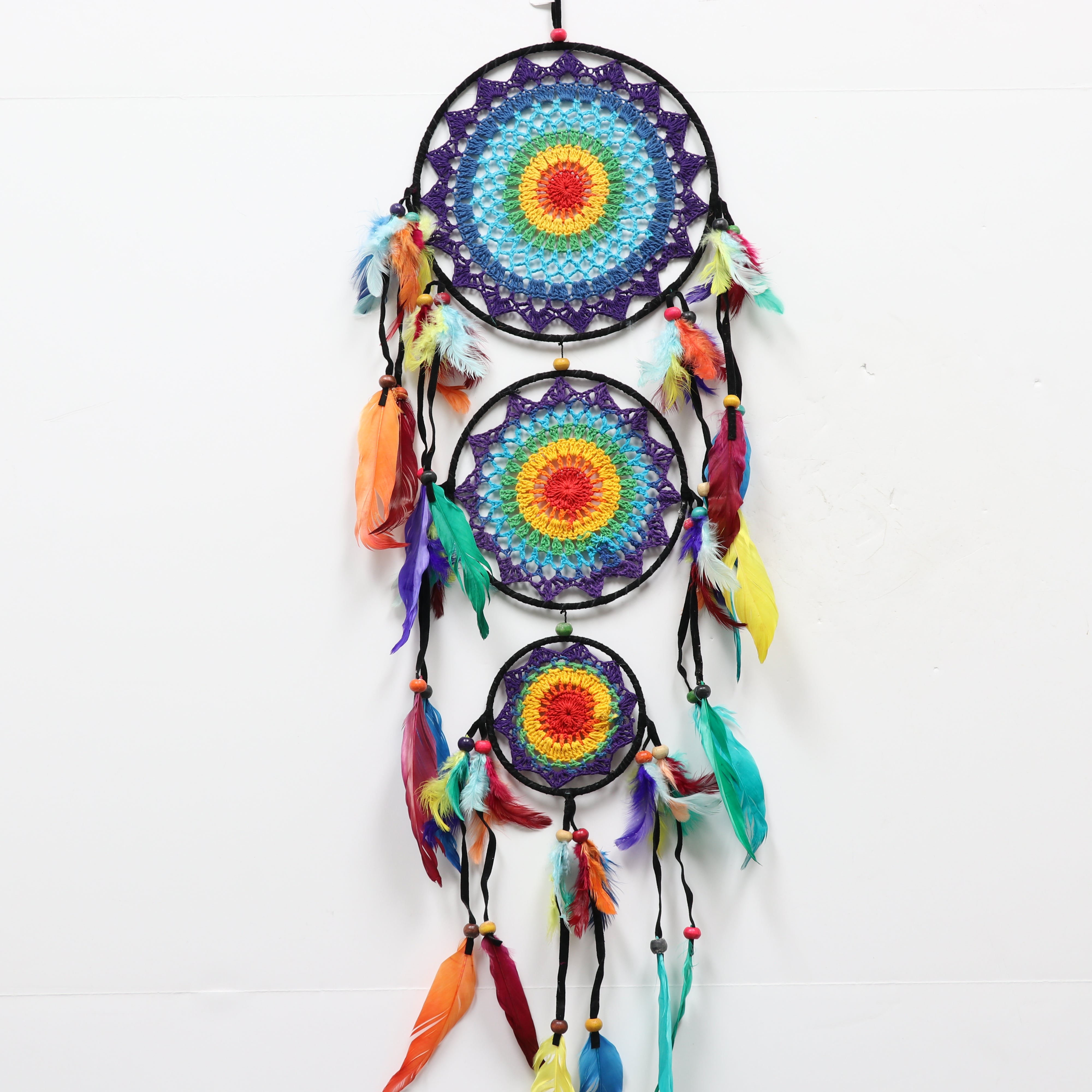 Dream Catcher with Colored Feathers, 5 Pieces in a Pack #SP9