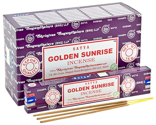 Satya Golden Sunrise, Incense Sticks, 15 Grams in One Pack, 12 Pack Box