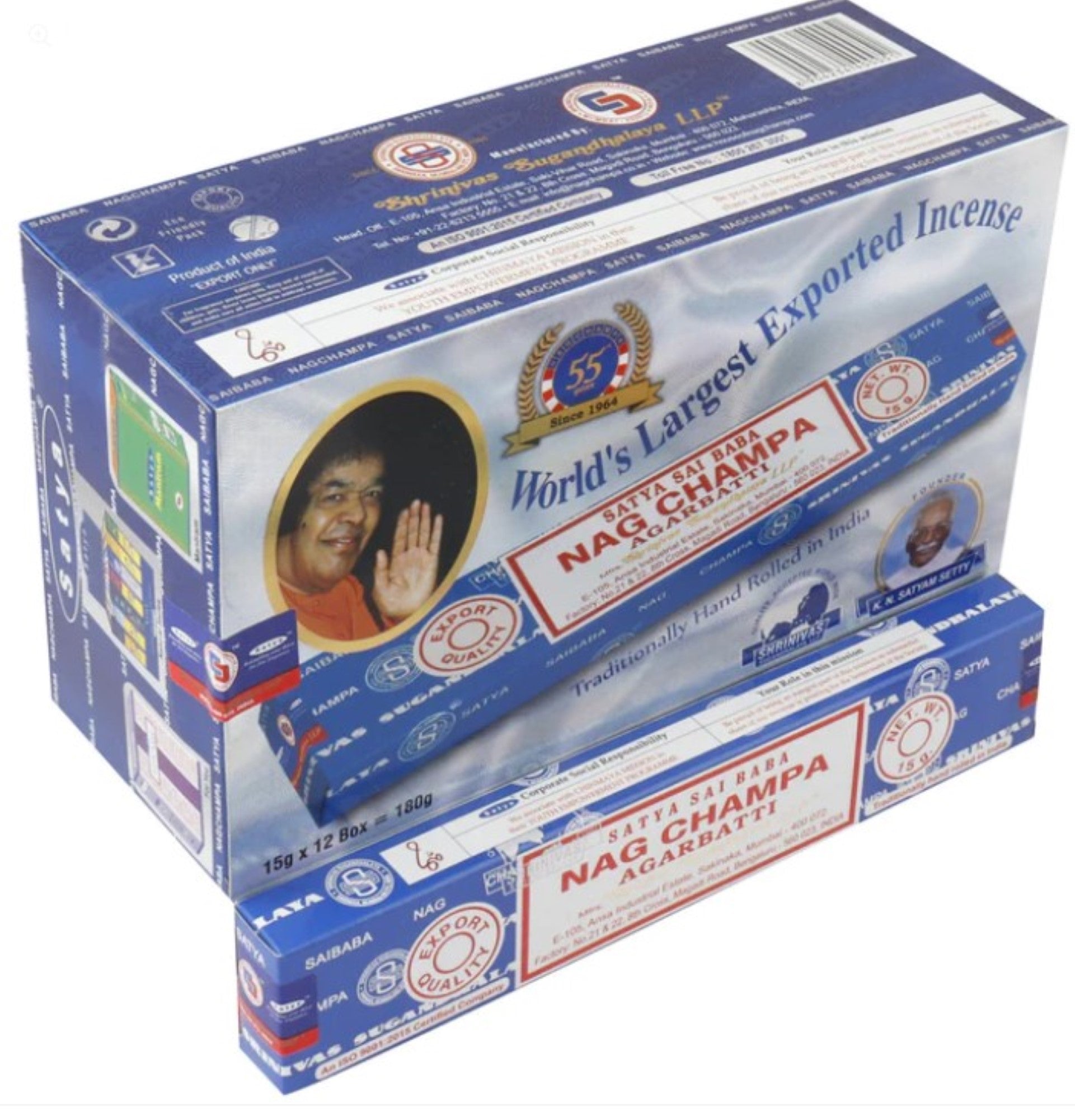 Satya Nag Champa Agarbatti , Incense Sticks, 15 grams in one Pack, 12 Pack Box