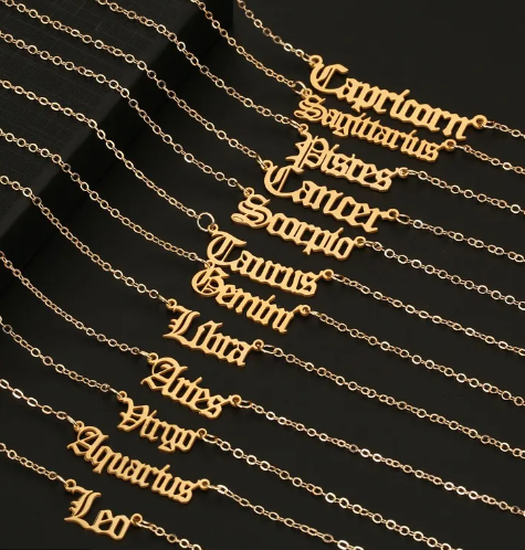 Silver Zodiac Chain Necklaces, 5 Pieces in a Pack