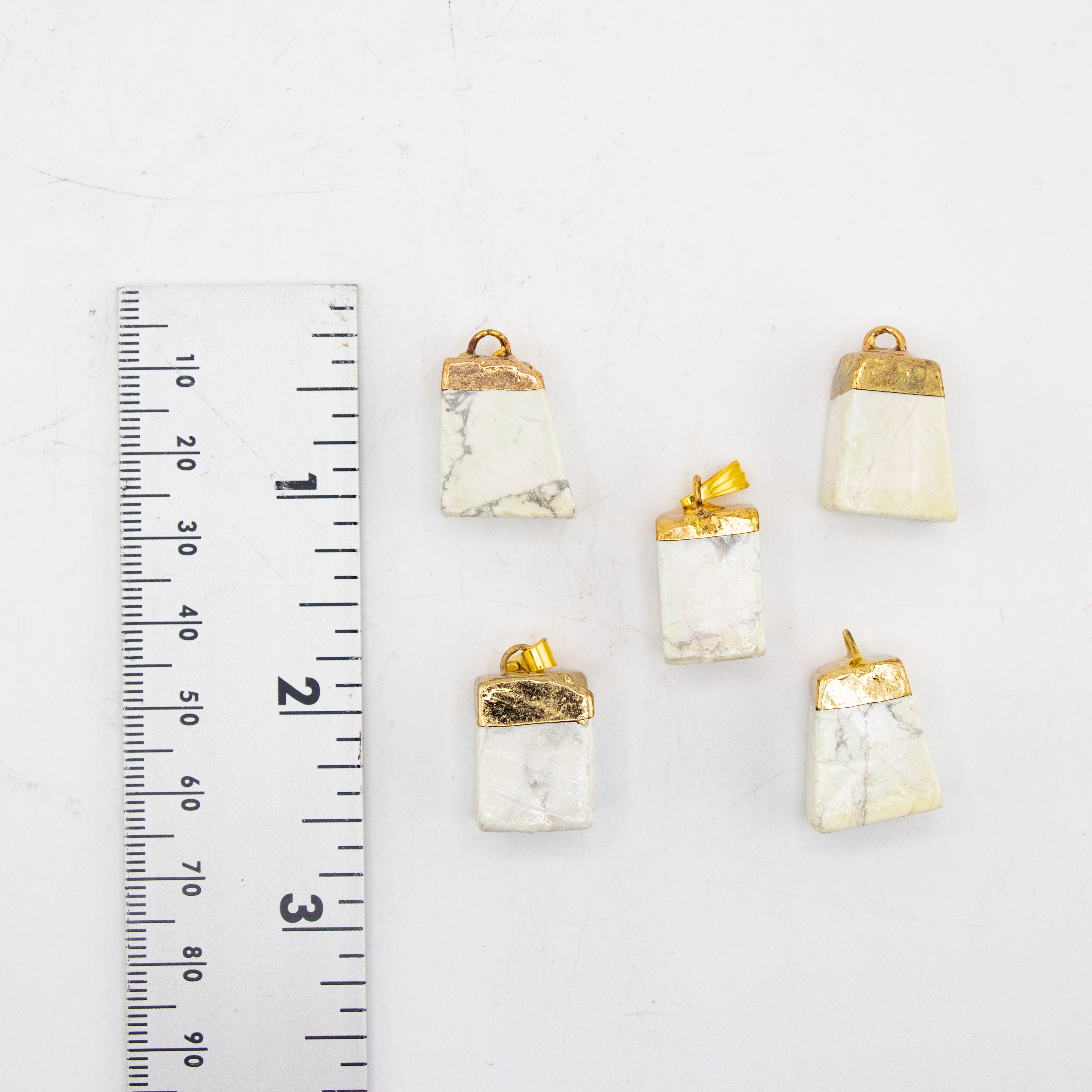 Square Howlite Mixed Shape Pendants, 5 Pieces in a Pack