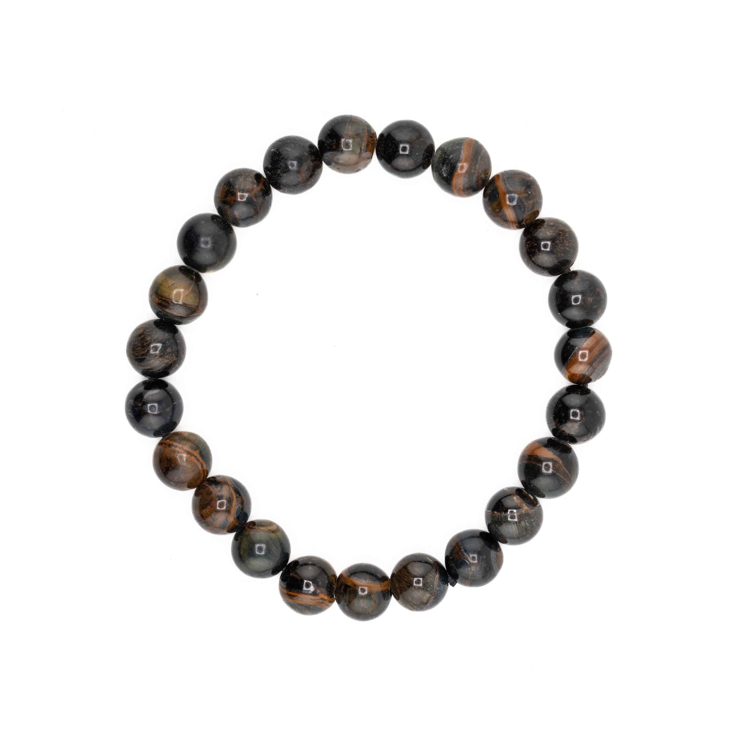 Tiger Eye (Iron), Metal Free Bracelet, 8mm, 5 Pieces in a Pack