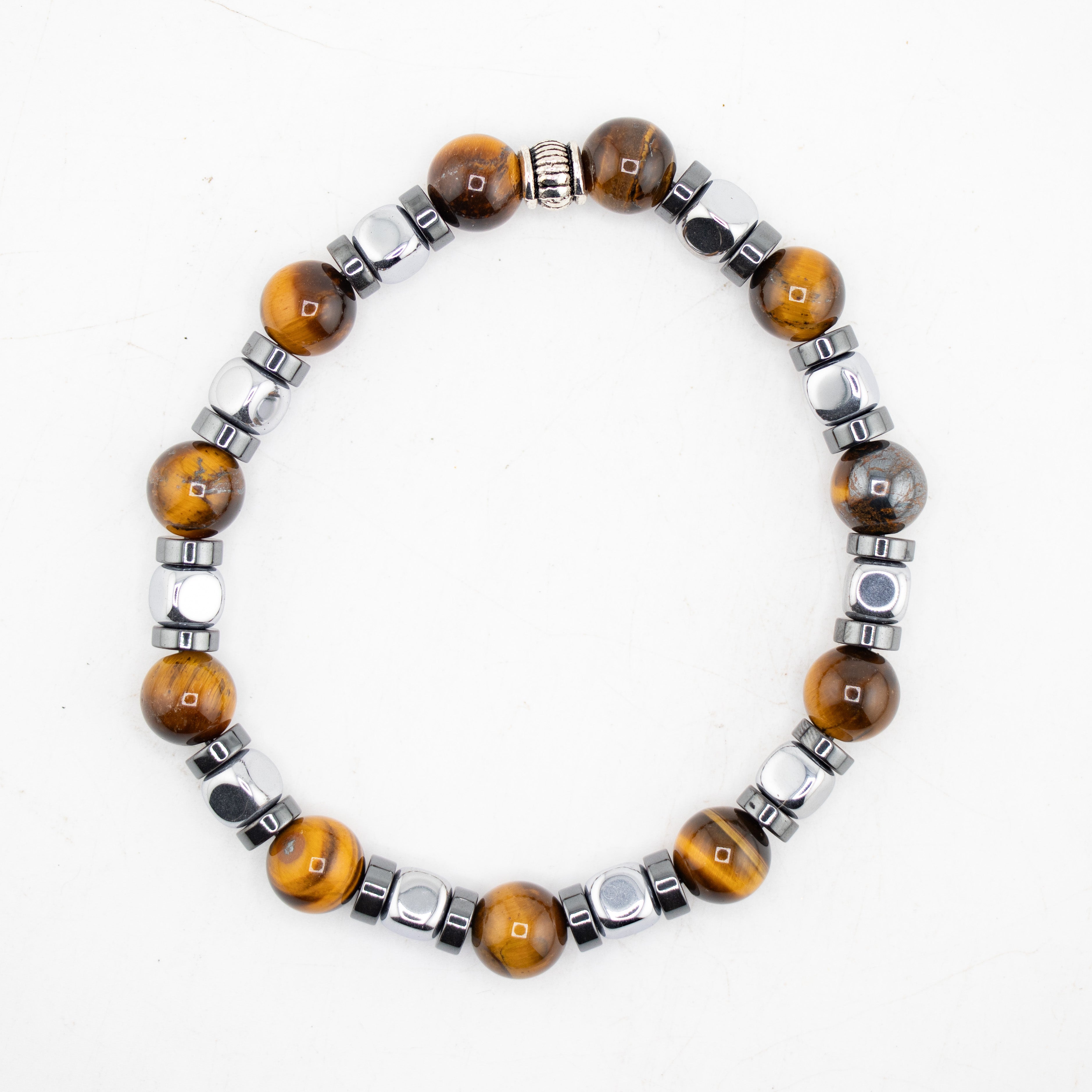 Tiger Eye & Hematite Bracelet, 8mm, 5 Pieces in a Pack