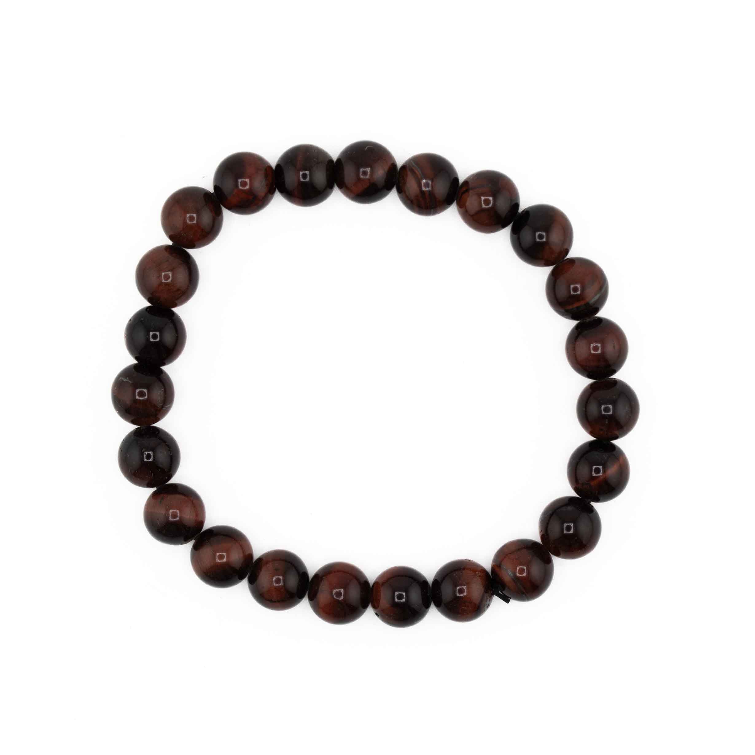 Tiger Eye (Red), Metal Free Bracelet, 8mm, 5 Pieces in a Pack
