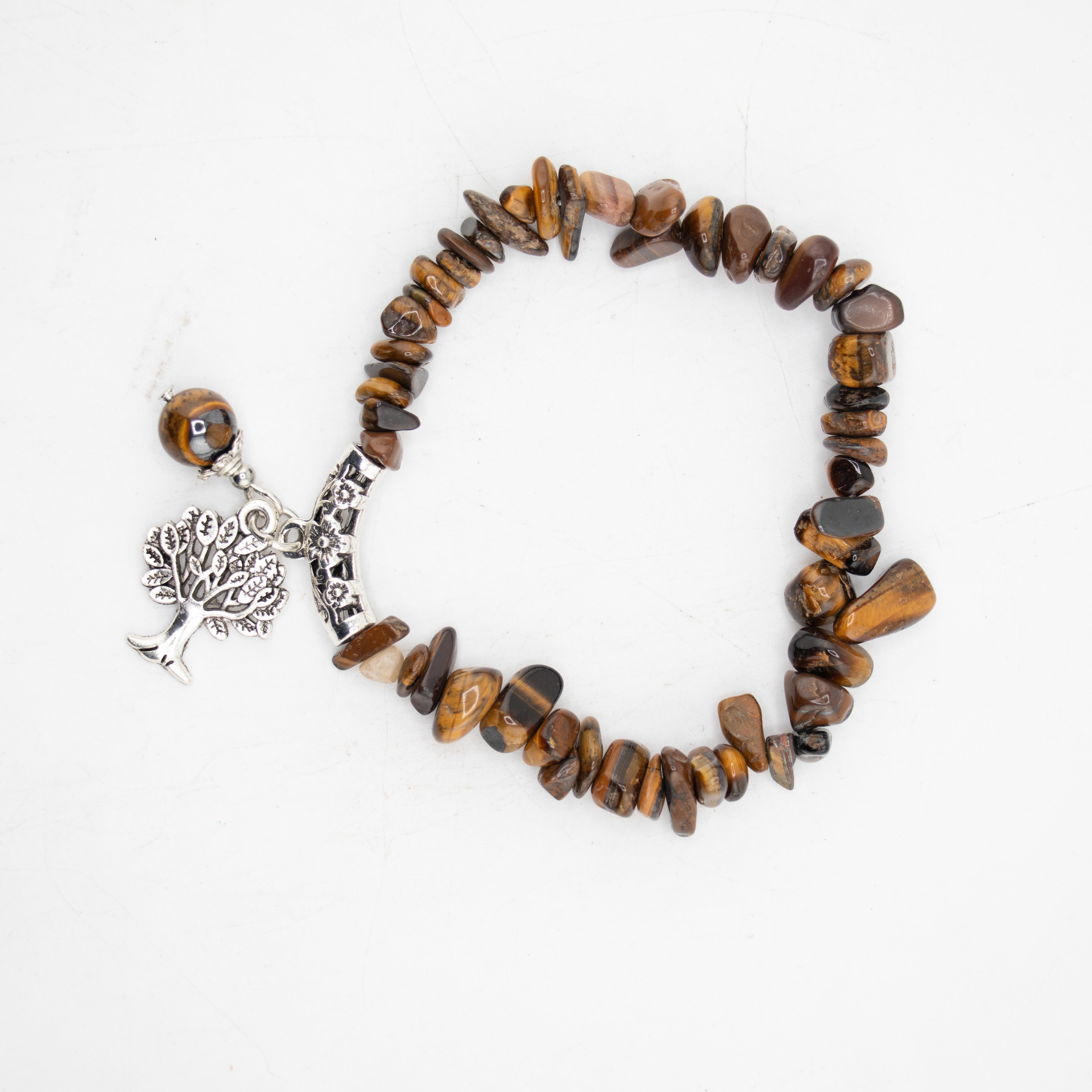 Tiger Eye Chipped Stone Bracelet, 5 Pieces in a Pack