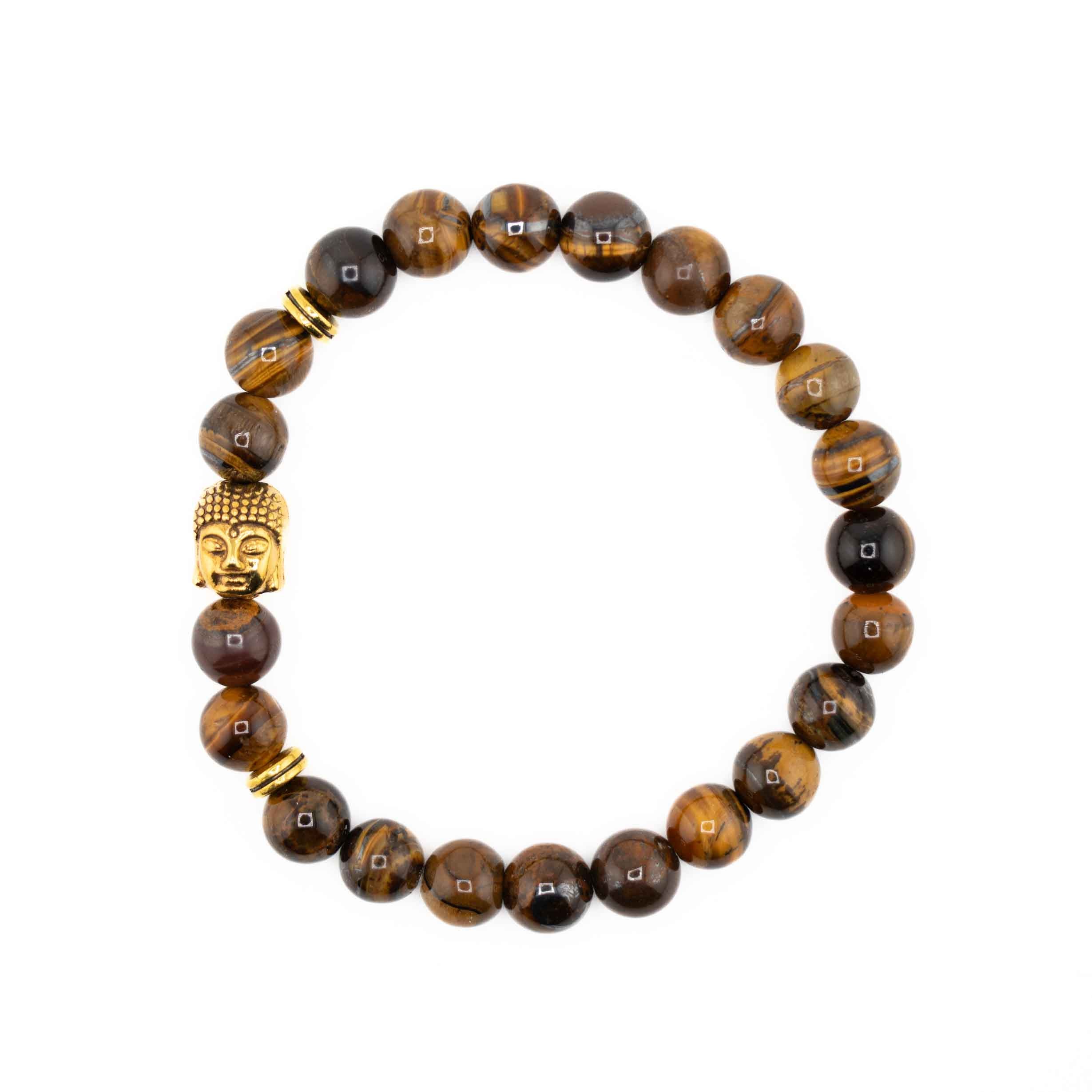 Tiger Eye & Buddha Bracelet, 8mm, 5 Pieces in a Pack