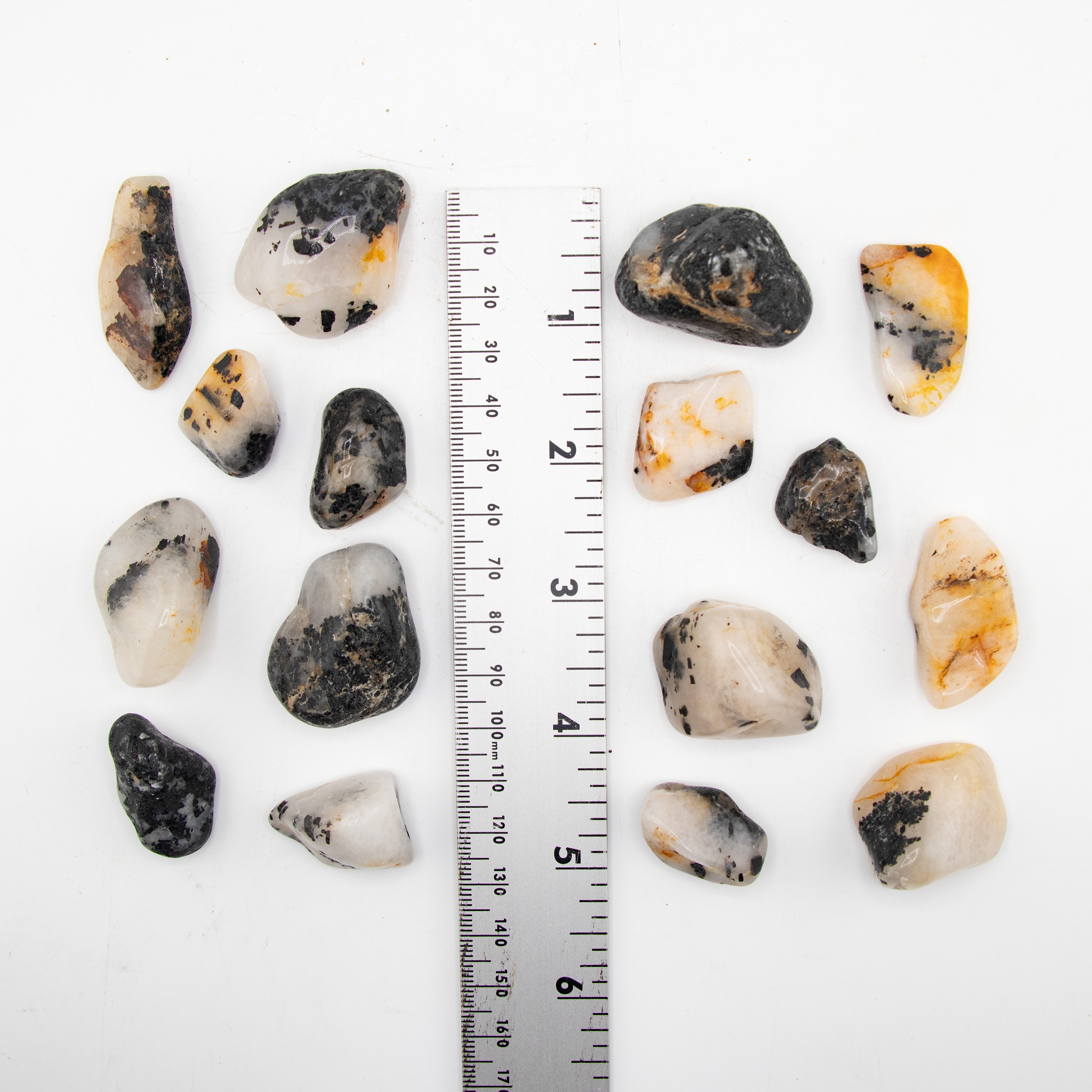 Tourmaline Quartz Tumbled Stone, 2-3cm, 1 Lb