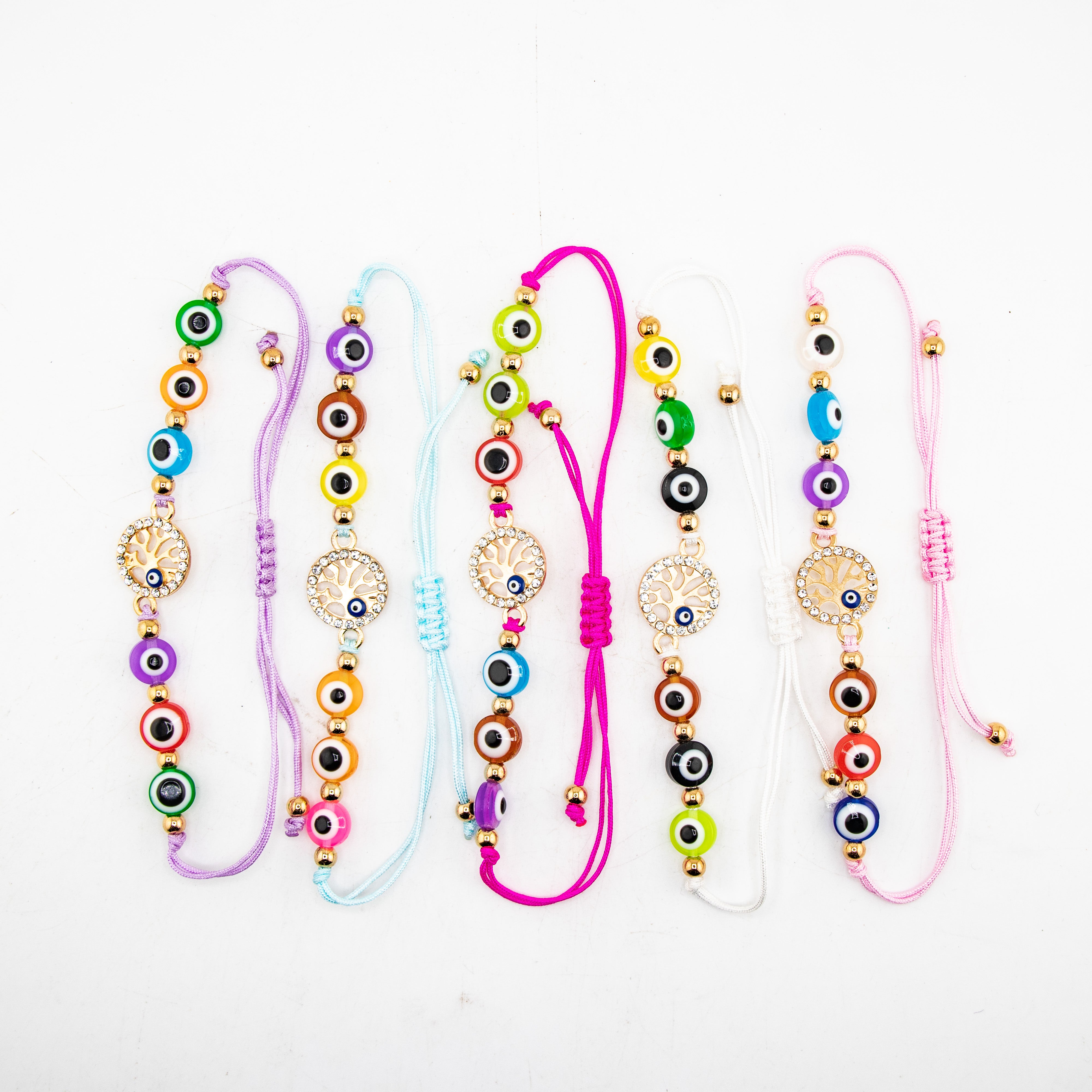 Nazar (Evil Eye) Macrame Bracelet, Lampwork Beads, 20 Pieces in a Pack