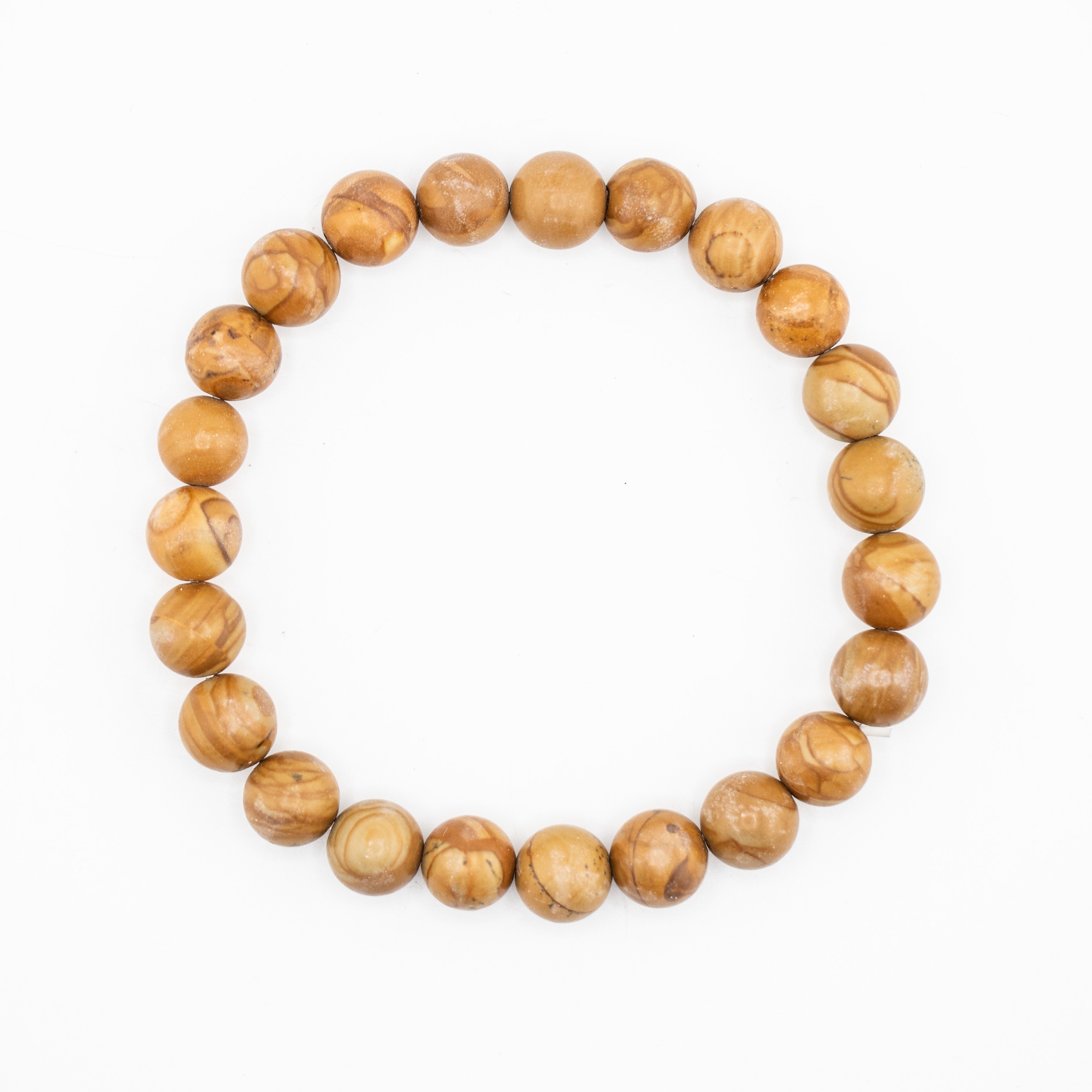 Wood Lace Stone, Metal Free Bracelet, 8mm, 5 Pieces in a Pack