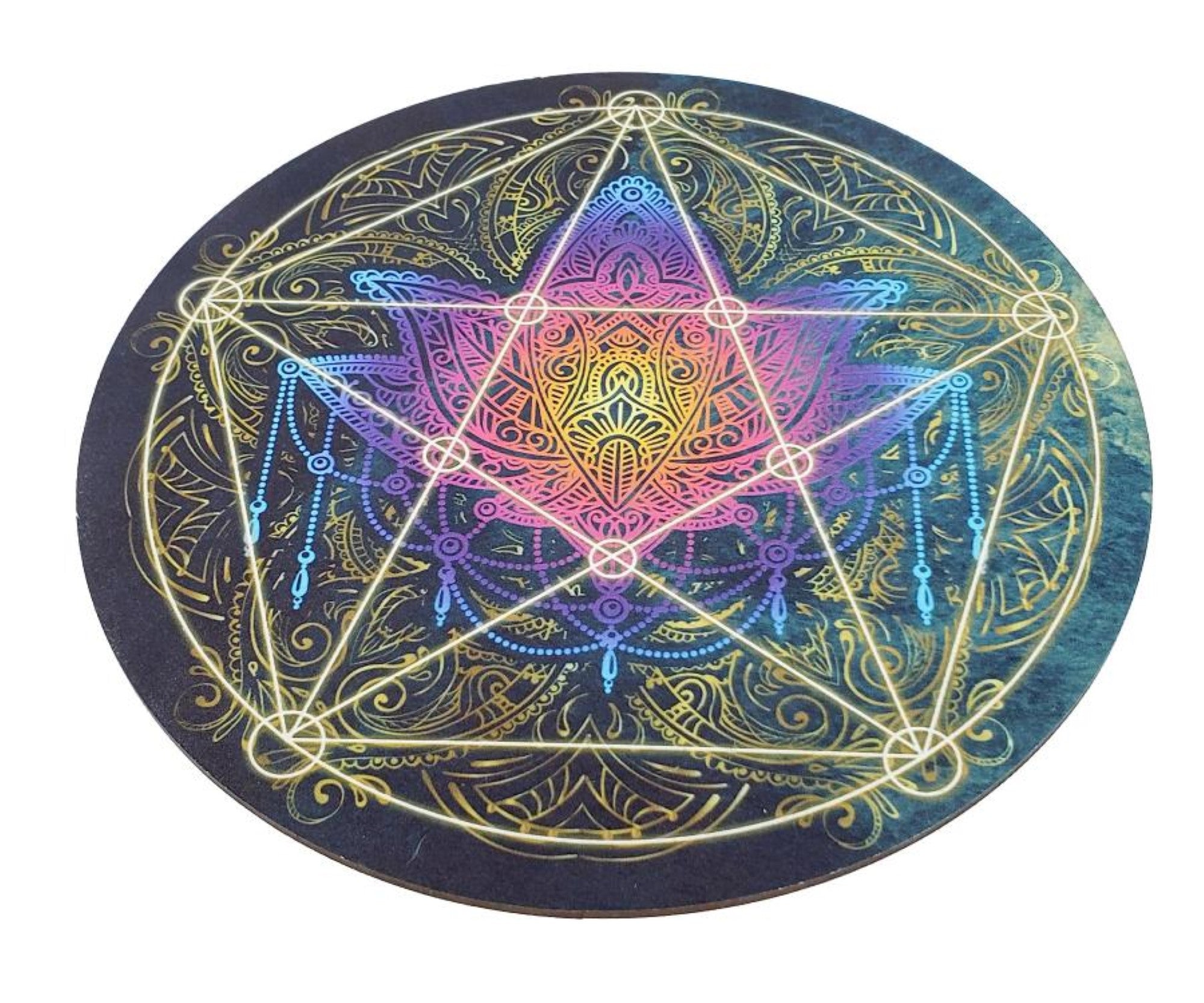 Pendulum Board, Pentacle with Lotus Metatron Grid, 7''