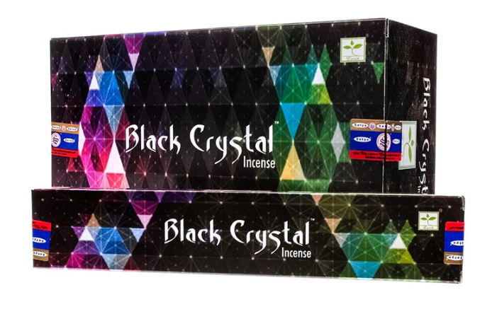 Satya Black Crystal, Incense Sticks, 15 grams in one Pack, 12 Pack Box