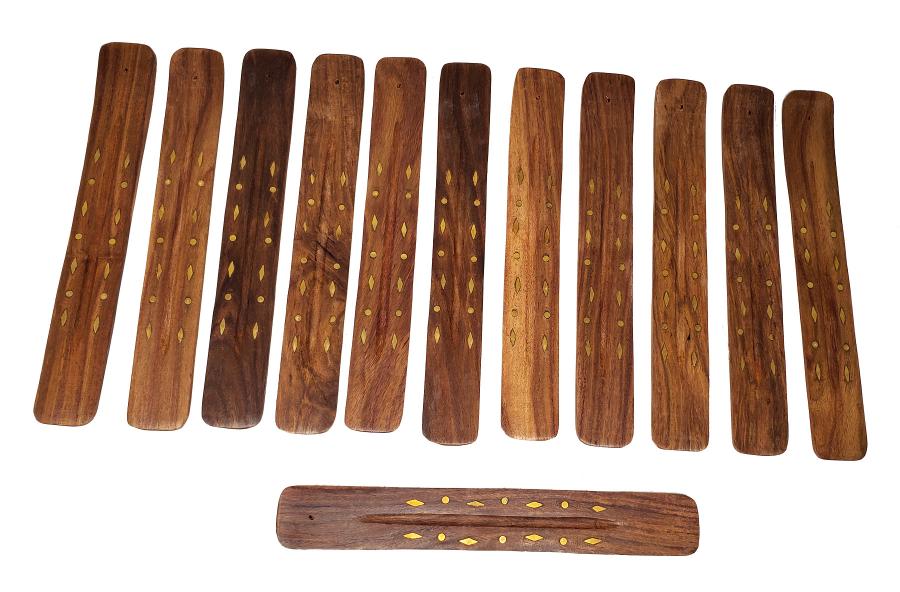 Diamond Inlay Wood Boat Burner 10" - 12pcs Per Pack