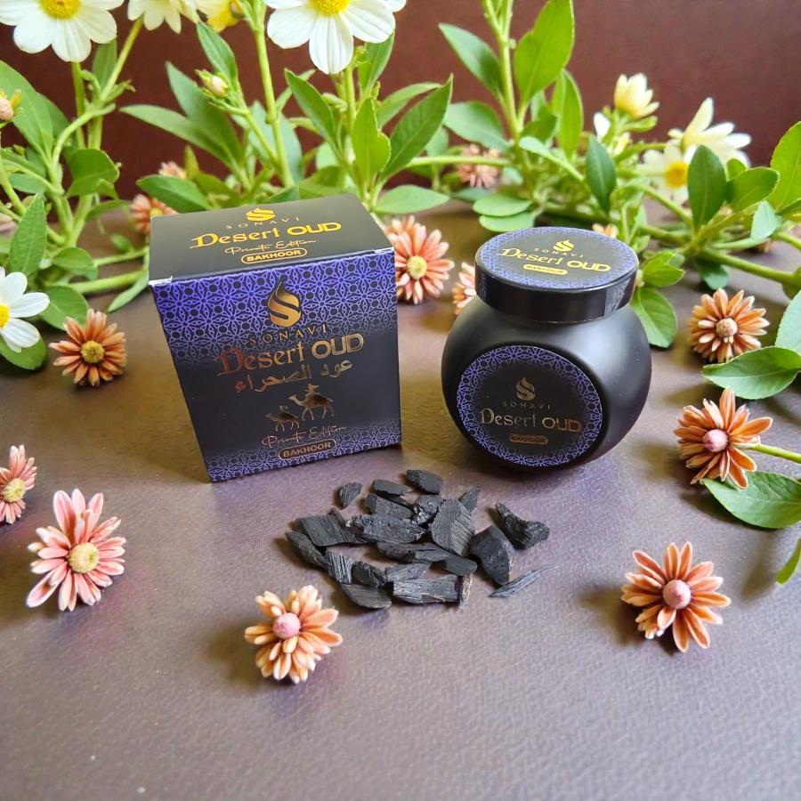 Sonavi Bakhoor Desert Oud, Incense Resin Chips, 40 Grams Jar