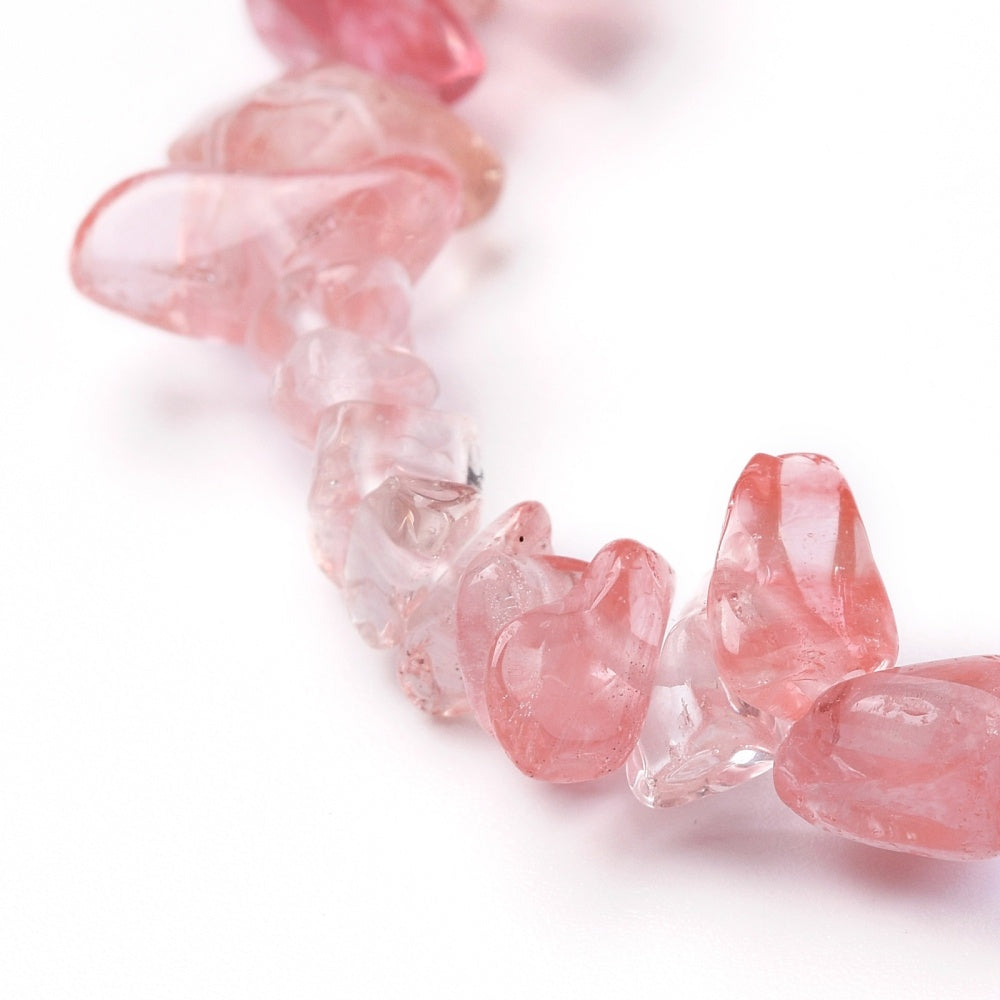 Cherry Quartz Chip Stone Bracelet, 5 Pieces in a Pack, #075