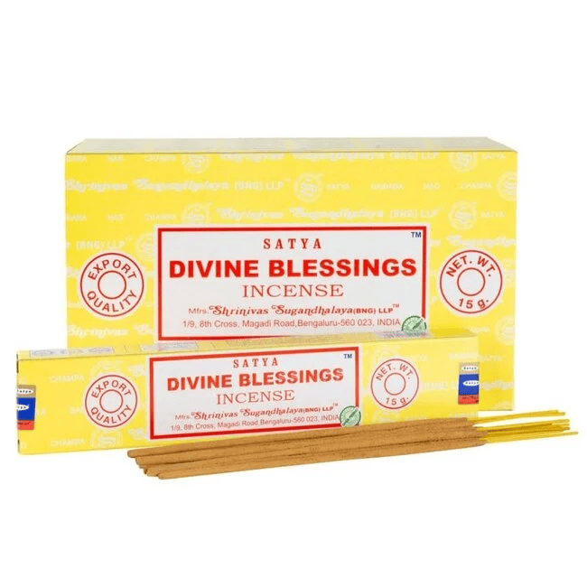 Satya Divine Blessings, Incense Sticks, 15 Grams in One Pack, 12 Pack Box
