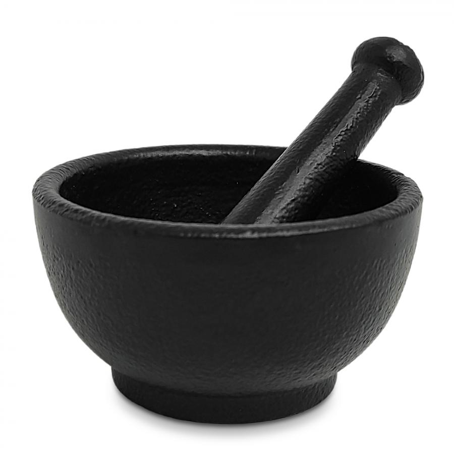 Cast Iron Mortar Pestle, Medium Size, 3.5"