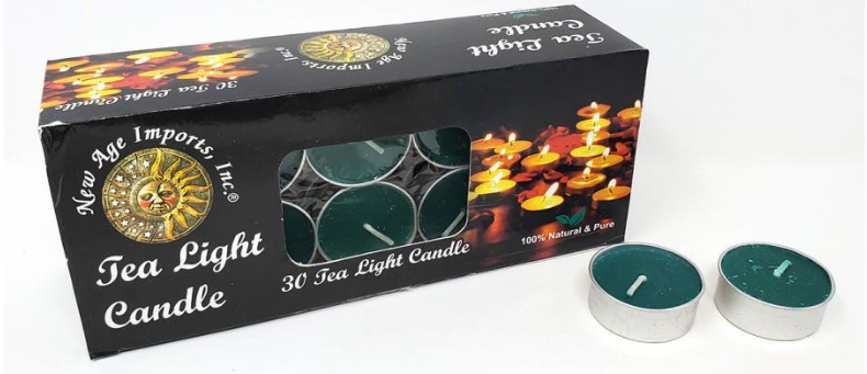 Tea Light Candles, Green, Pack of 30