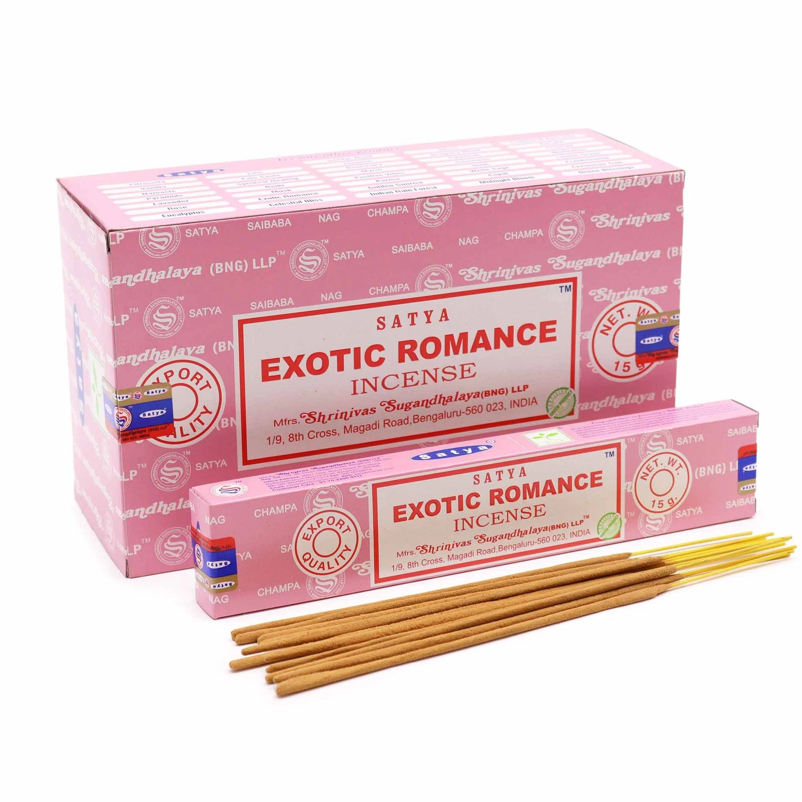 Satya Exotic Romance, Incense Sticks, 15 grams in one Pack, 12 Pack Box