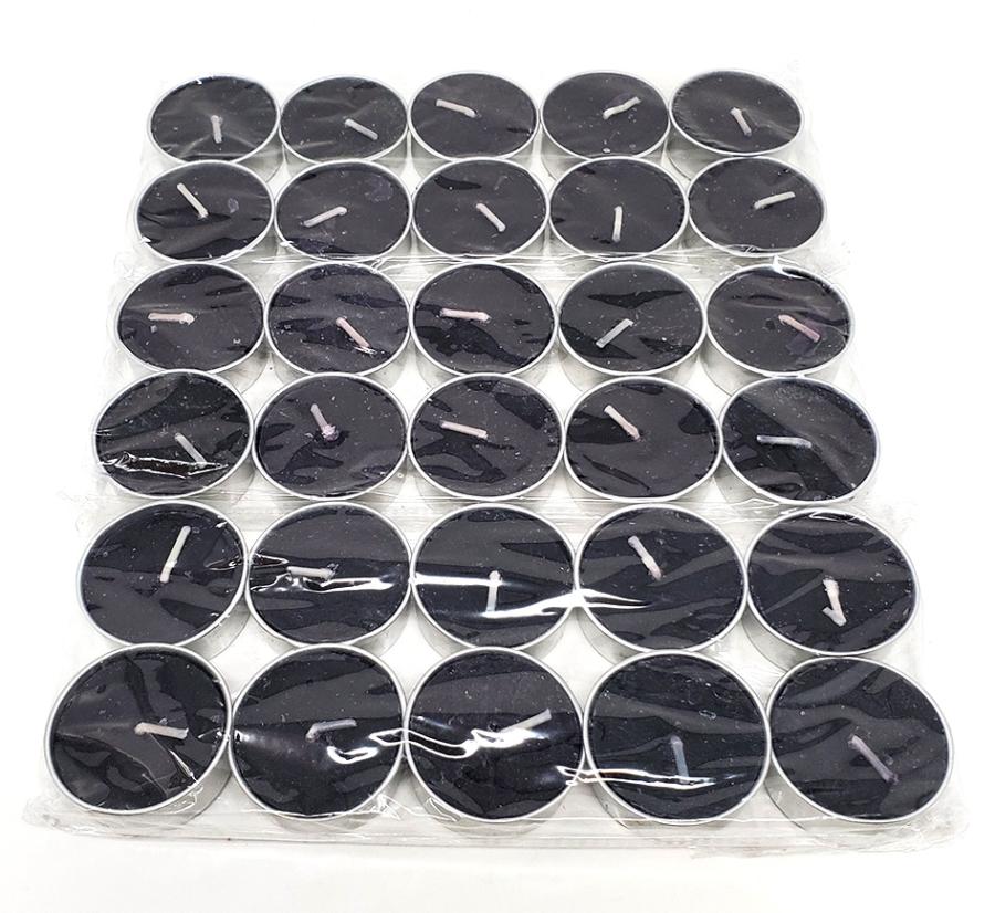 Tea Light Candles, Black, Pack of 30