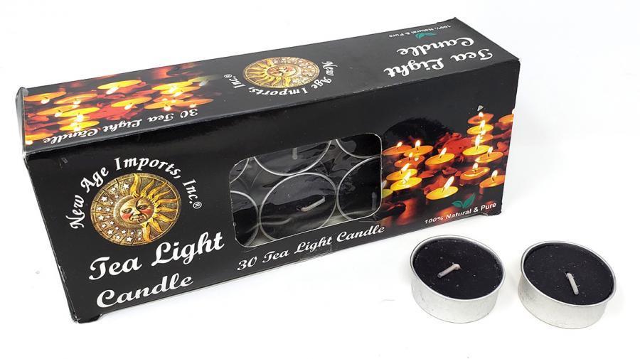 Tea Light Candles, Black, Pack of 30