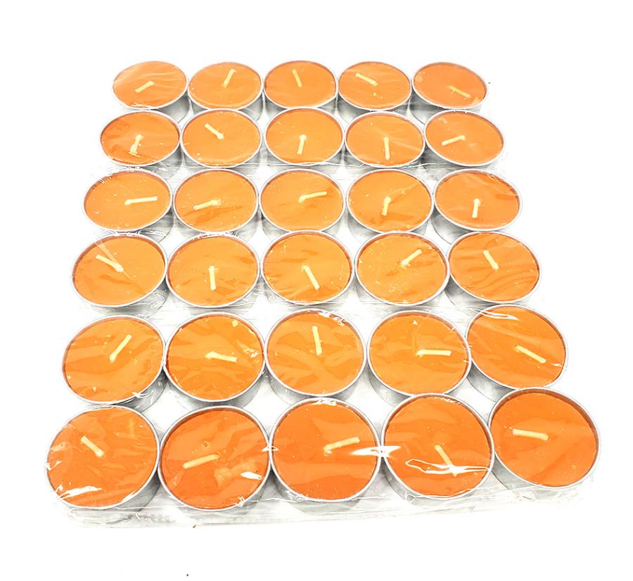 Tea Light Candles, Orange, Pack of 30