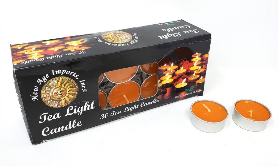 Tea Light Candles, Orange, Pack of 30