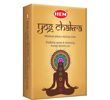 Hem Yog Chakra, Incense Cone, 24 grams in one Pack, 12 Pack Box