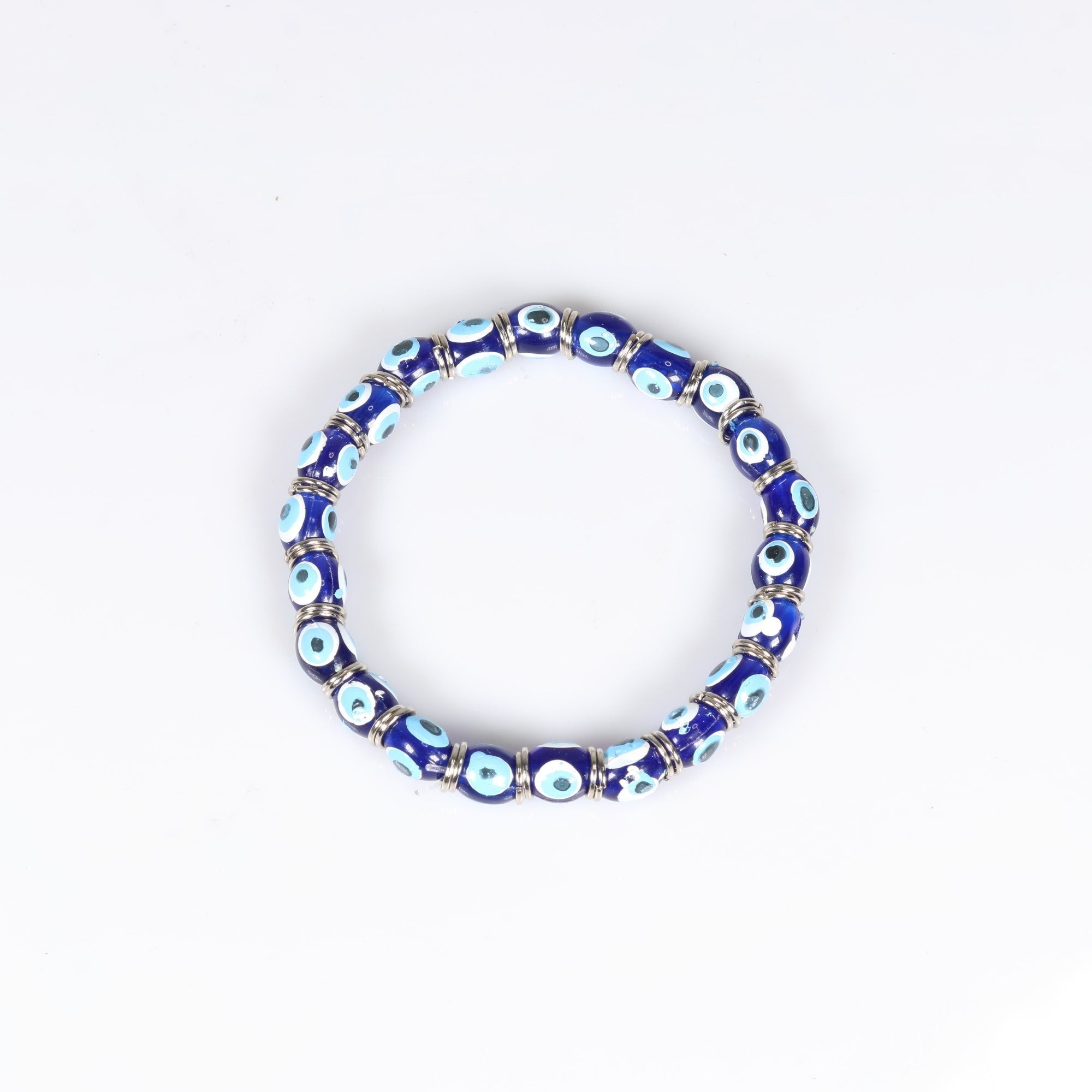 Evil Eye Bracelet, with Dyed Plastic Beads, 8 mm,  5 Pieces in a Pack, #469