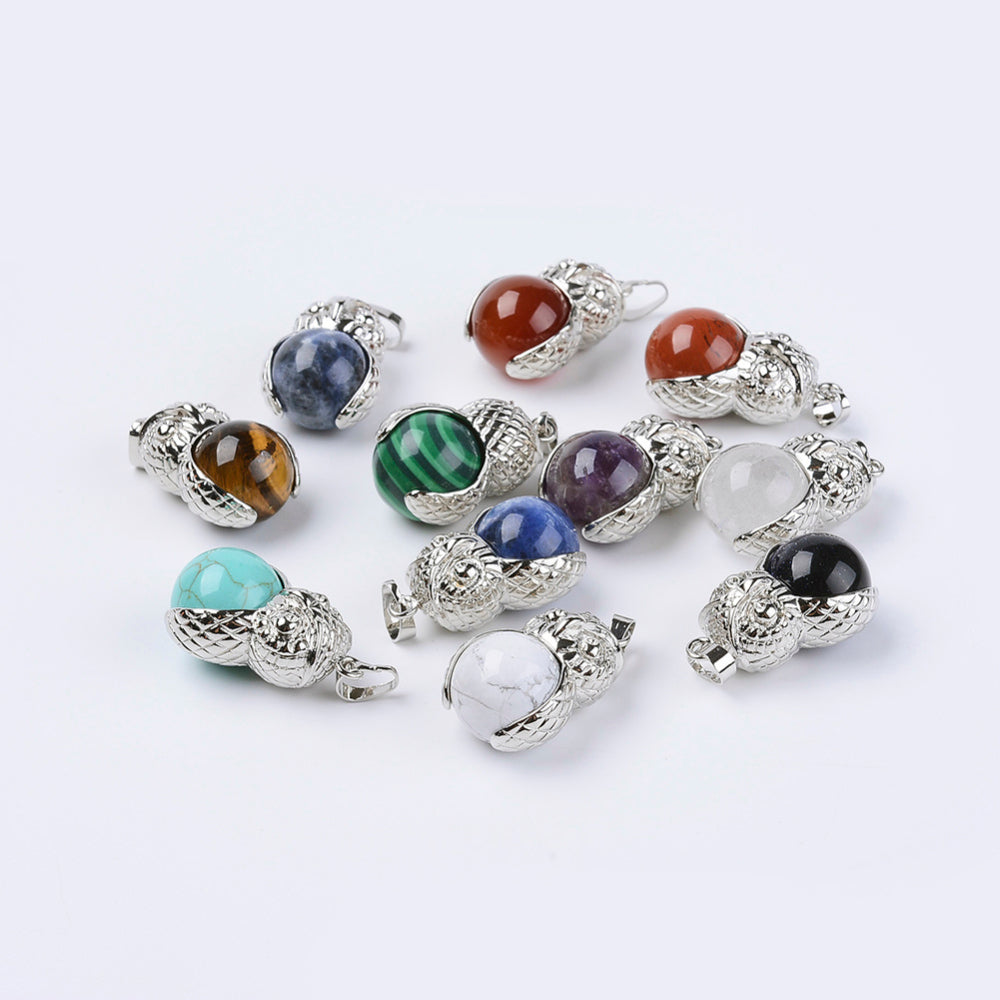 Assorted Stone Shaped Pendants, Owl with Round Ball 5 Pieces in a Pack #086