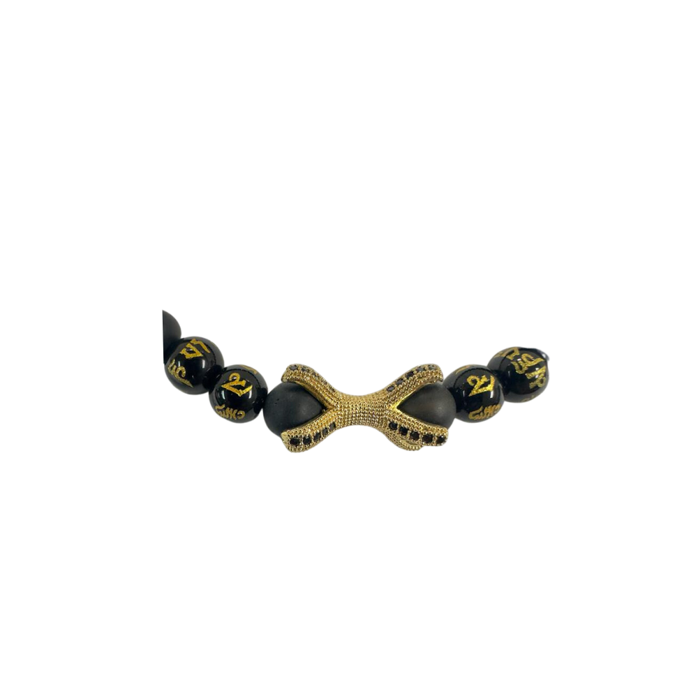 Frosted Onyx Bacelet, with Gold Color Chrome Alloy, 8 mm, 5 Pieces in a Pack #550