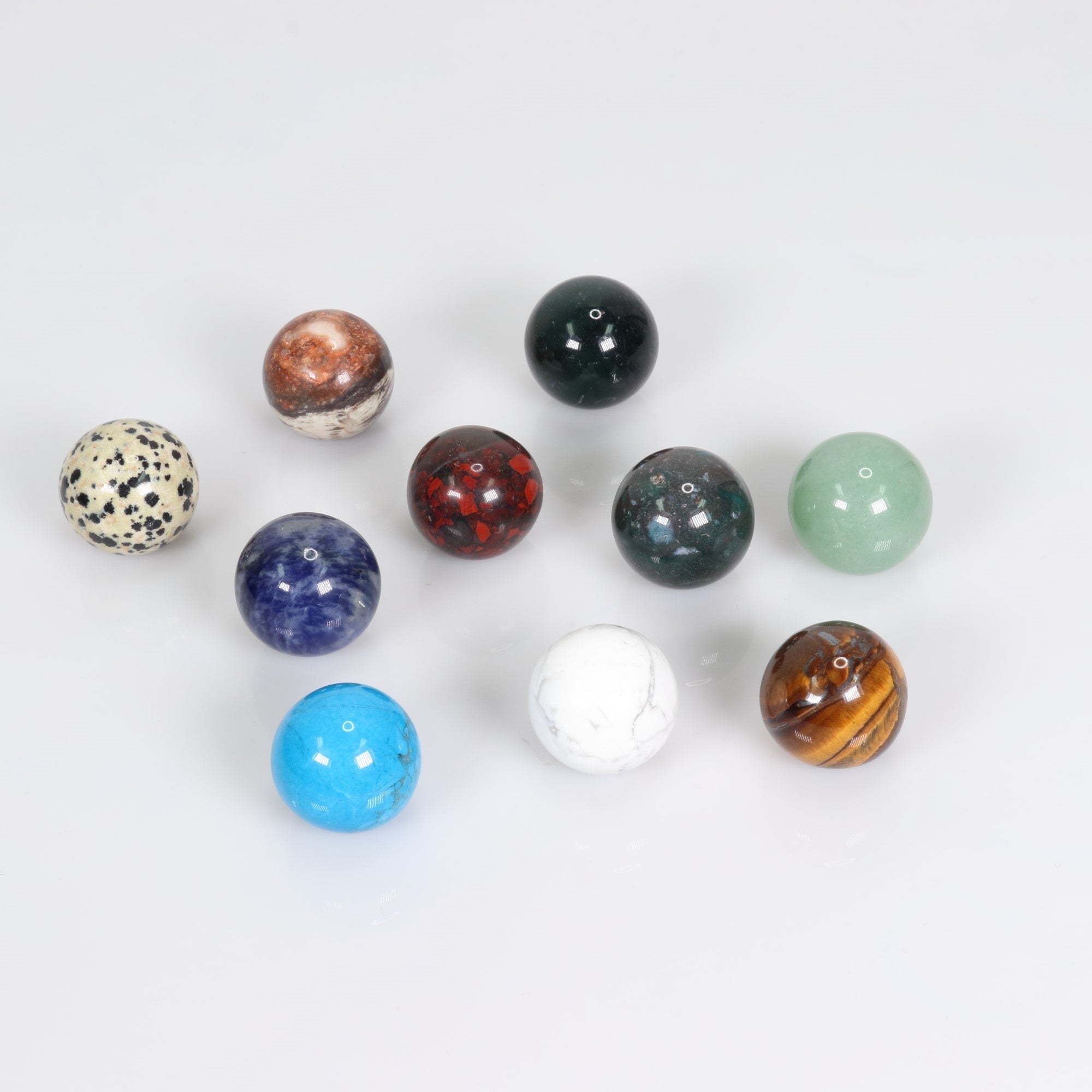 Assorted Stones Spheres, 20mm, 10 Pieces in a Pack, #003