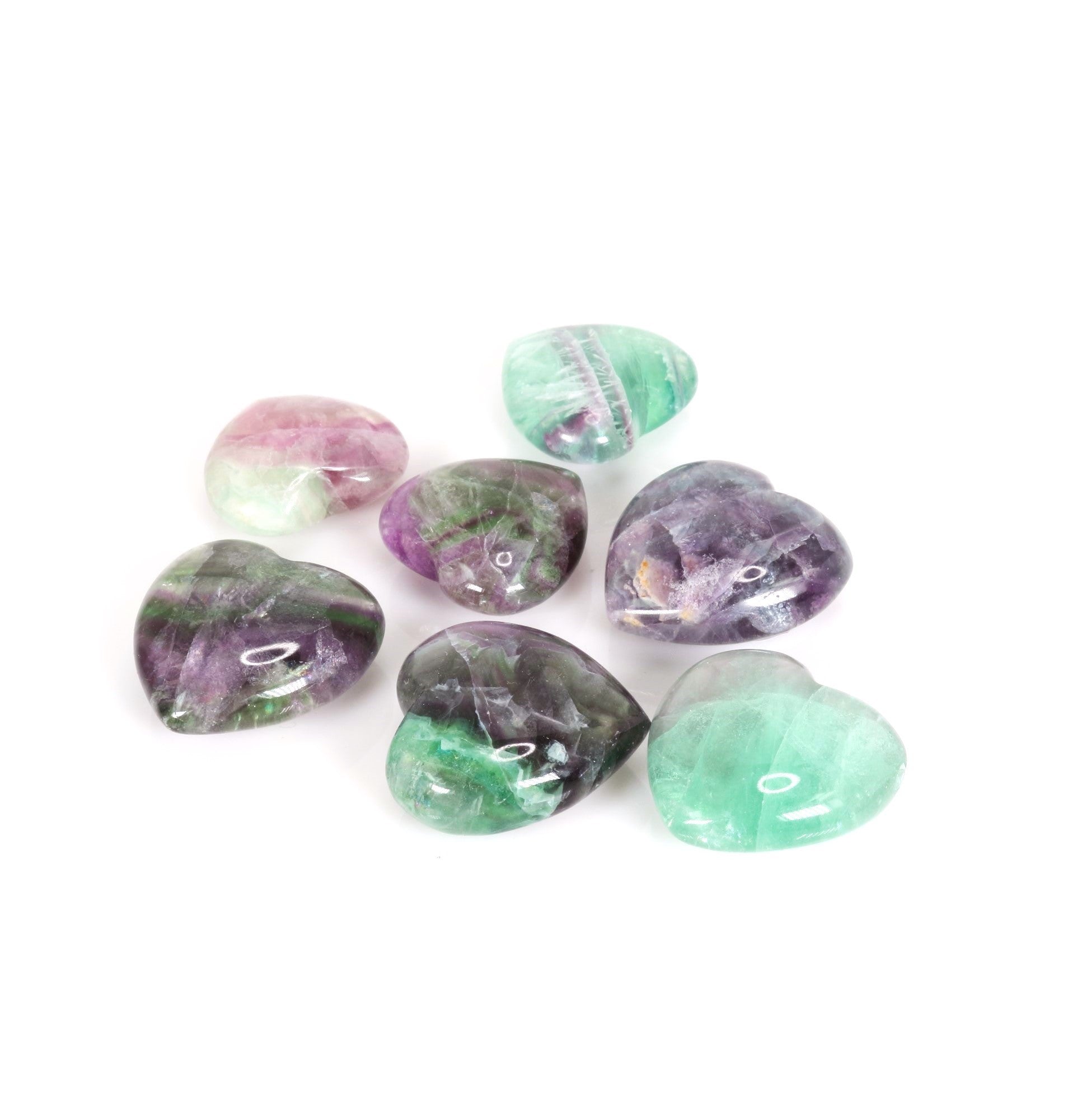 Fluorite Hearts, 30mm, 10 Pieces in a Pack, #004