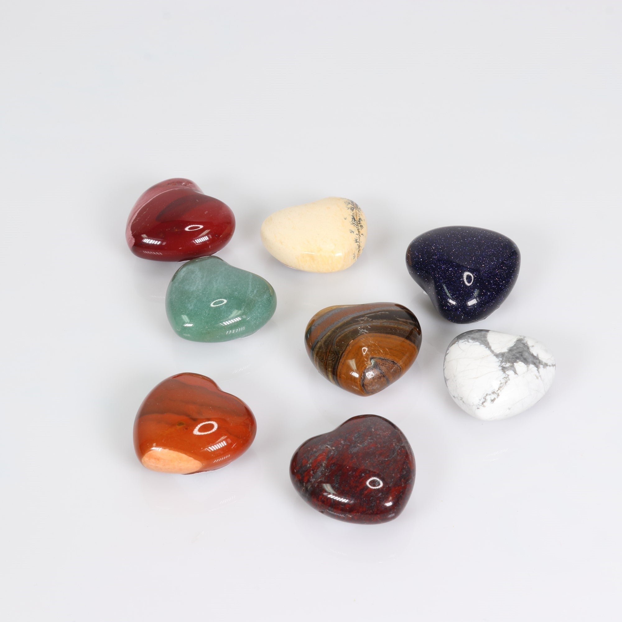 Assorted Stones Hearts, 30mm, 10 Pieces in a Pack, #004