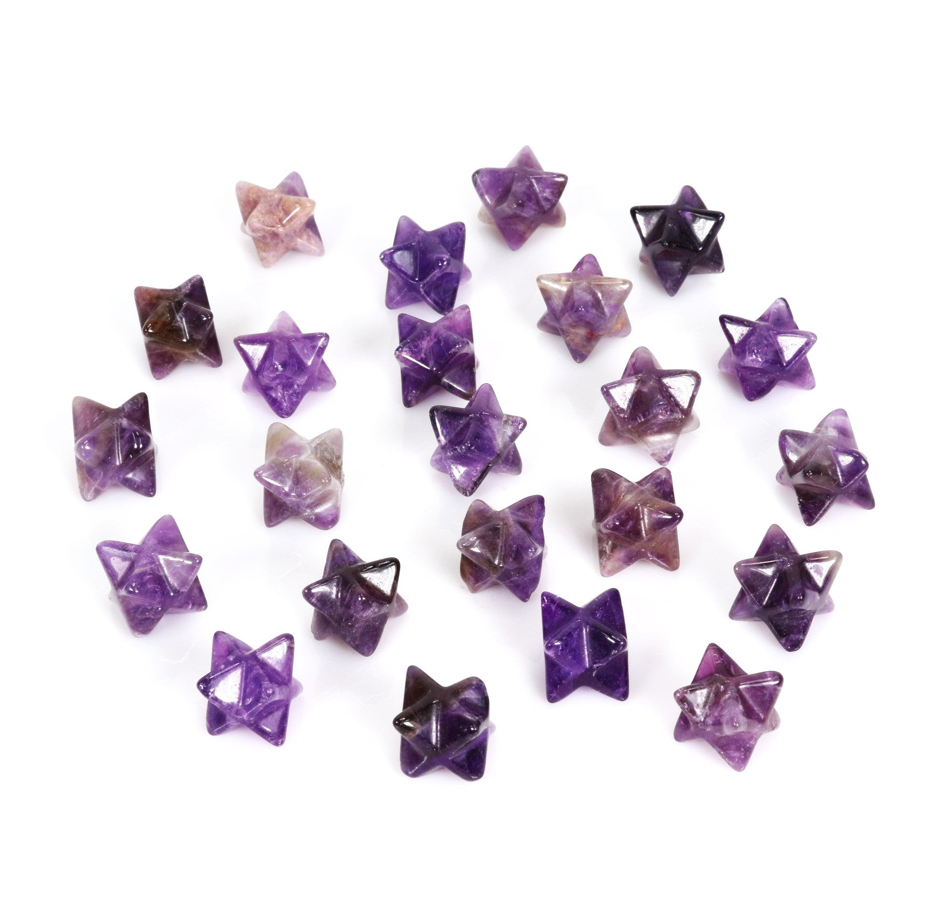 Amethyst Merkaba Stars, 20mm, 10 Pieces in a Pack, #007