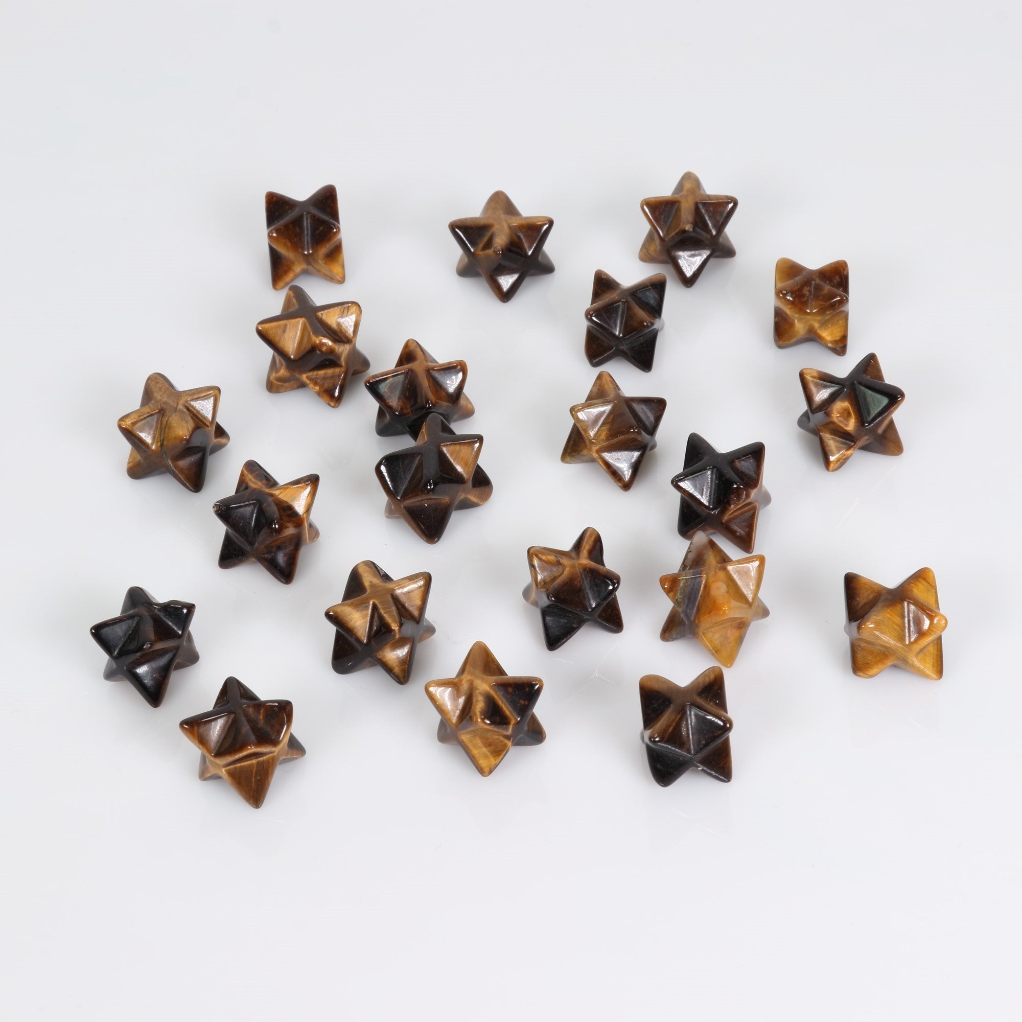 Tiger Eye Merkaba Stars, 20mm, 10 Pieces in a Pack, #007