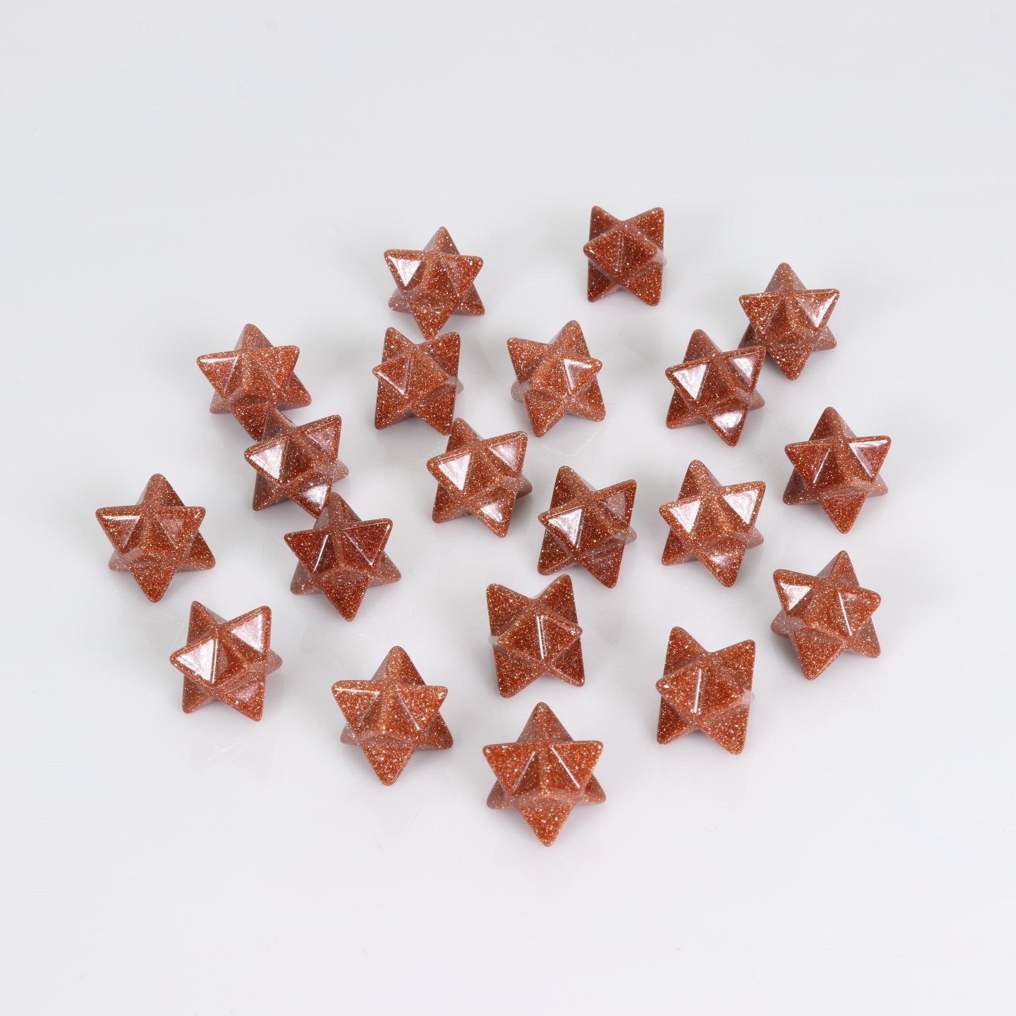 Red Gold Stone Merkaba Stars, 20mm, 10 Pieces in a Pack, #007