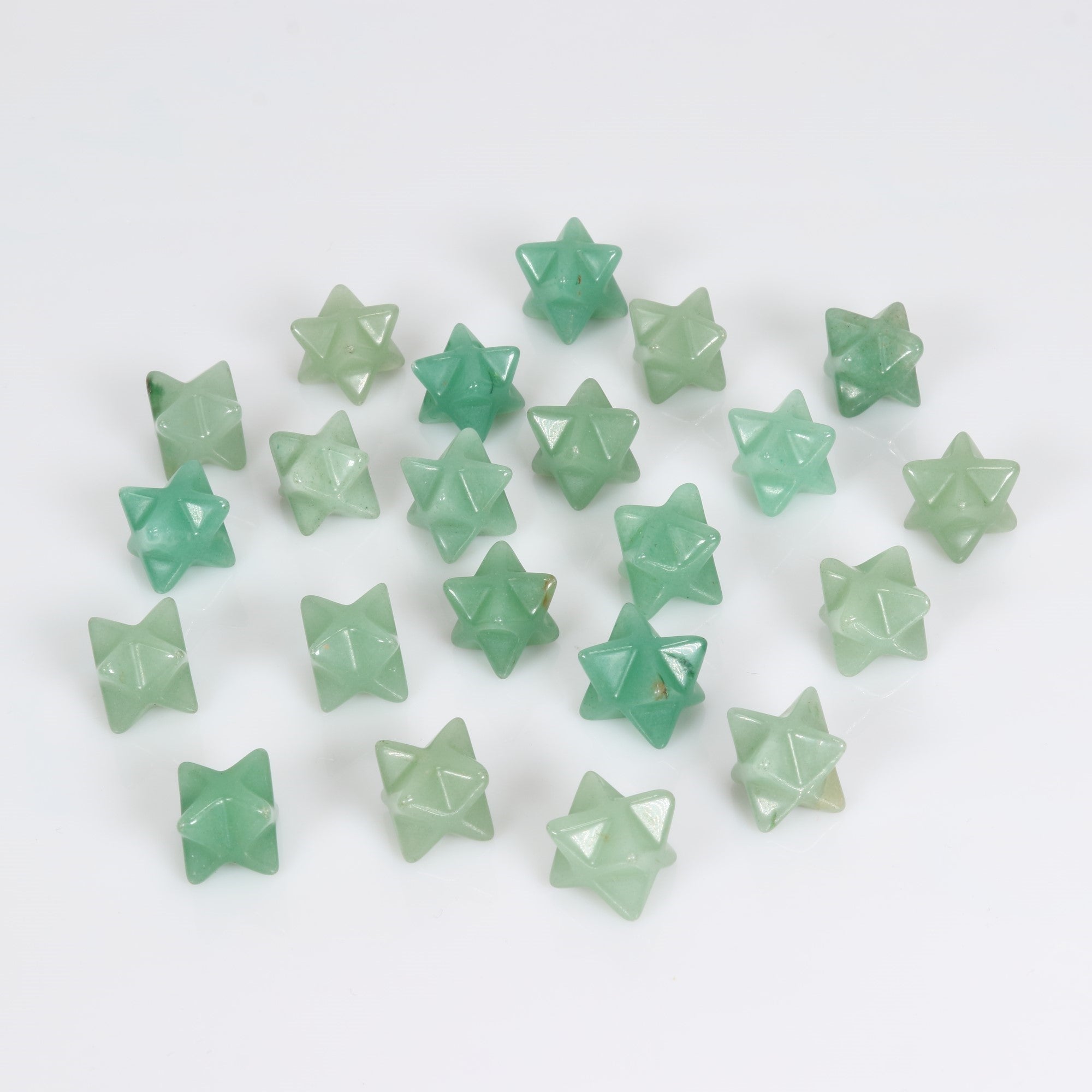 Green Aventurine Merkaba Stars, 20mm, 10 Pieces in a Pack, #007